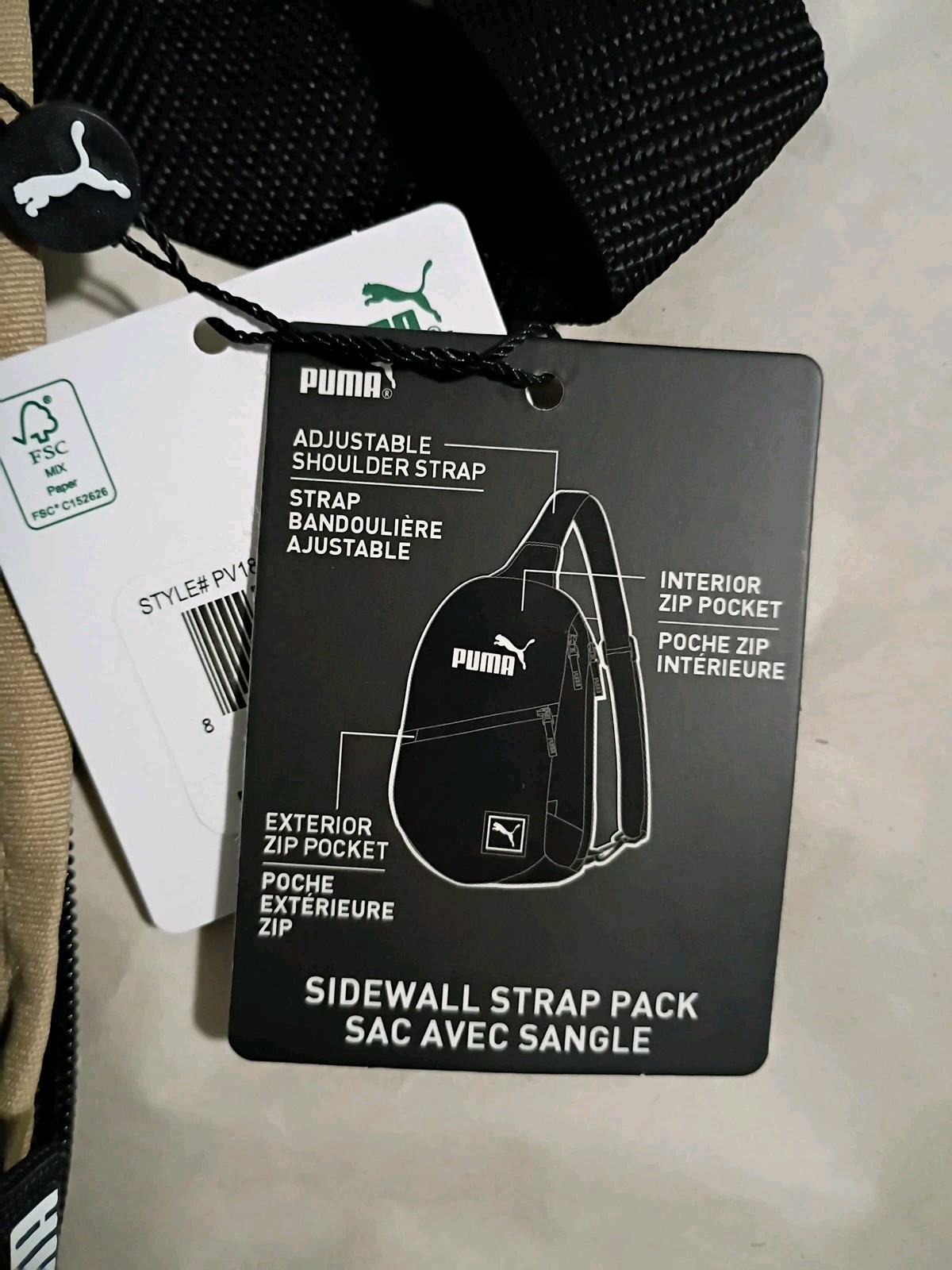 PUMA No 1 Logo Sidewall Sling Backpack Black/Tan