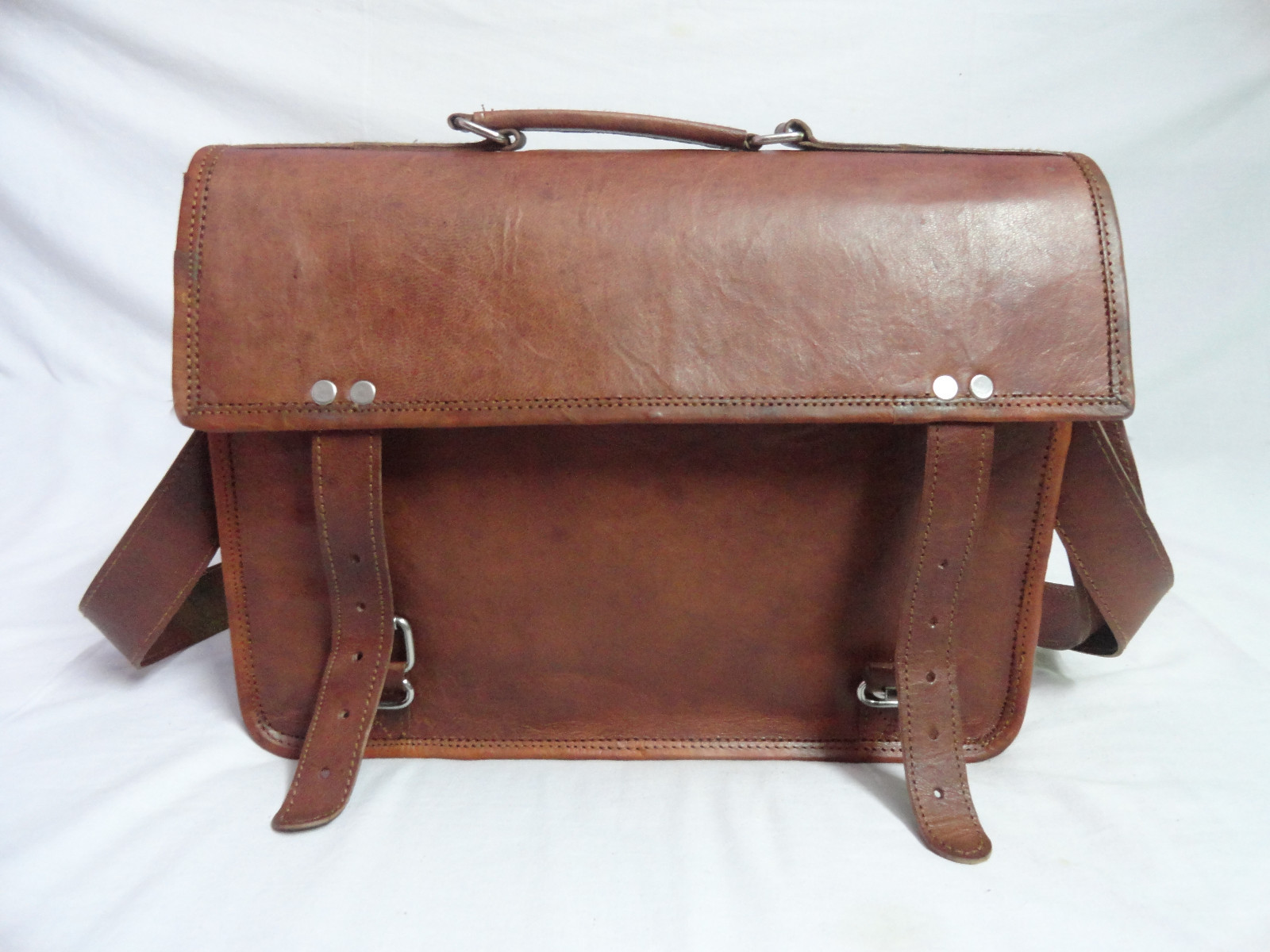 14 In Leather Messenger Bag Office Satchel Laptop Briefcase School Crossbody Bag