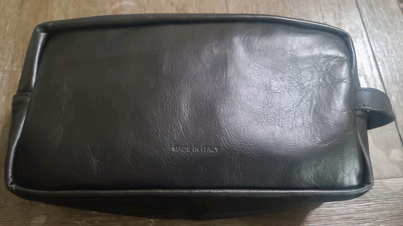 NWOT MASSEI VACCHETTA MARIO LUXURY LEATHER BLACK DOPP KIT HANDMADE ITALIAN