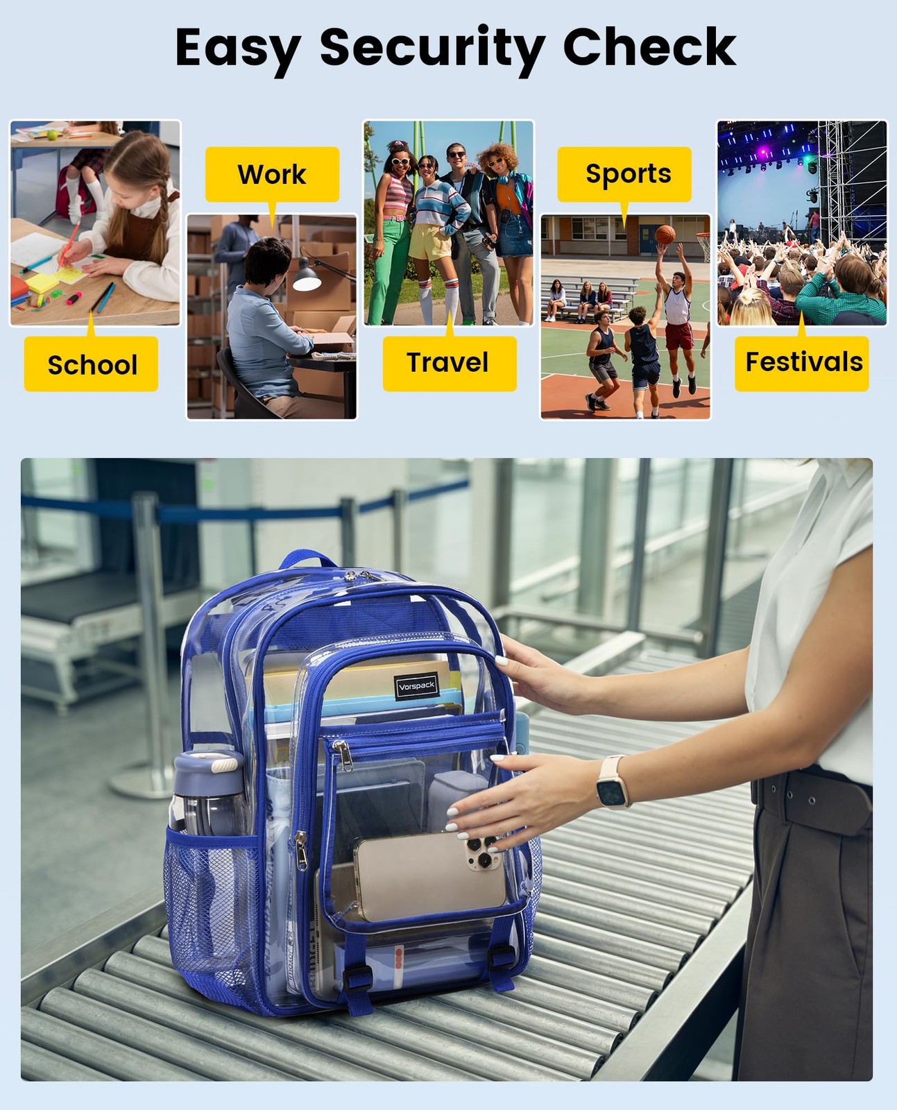 Clear Backpack Large Size 16x12x5.5in 17L – Transparent Bookbag for School