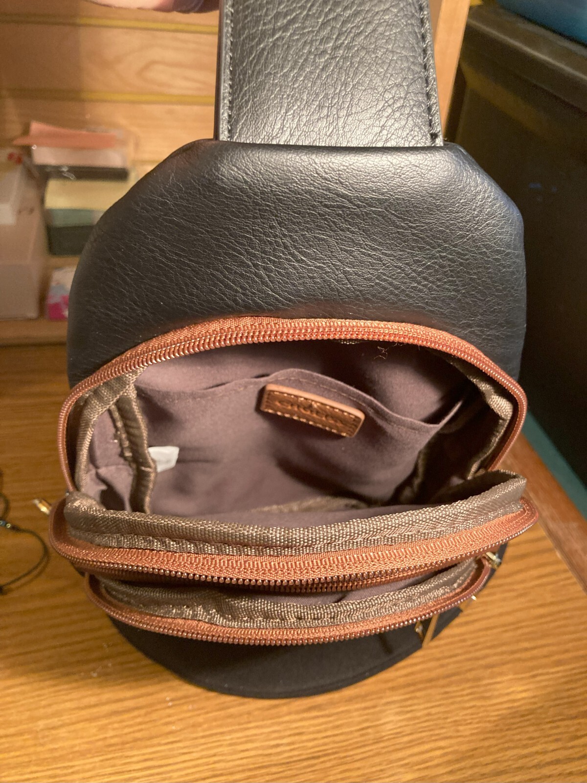Unisex Sling Bag – Soft Vegan Leather Anti-Theft W/Adjustable Guitar-Style Strap