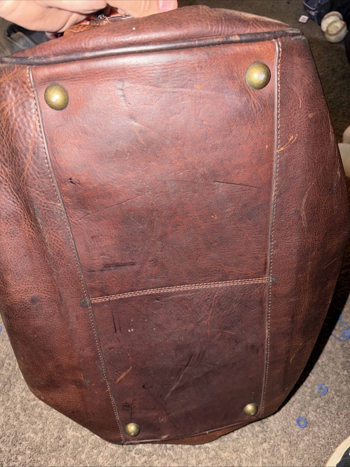 DULUTH TRADING Heavy Leather Briefcase / Doctor Bag / Weekender Gladstone Bag