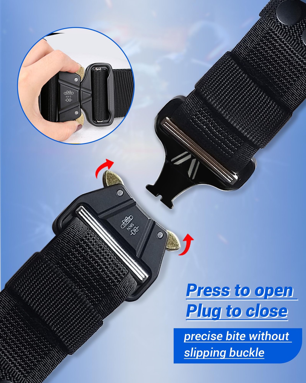 BittPicc 8 in 1 Police Tactical Belt Security Guard 35-45 Inches, Black