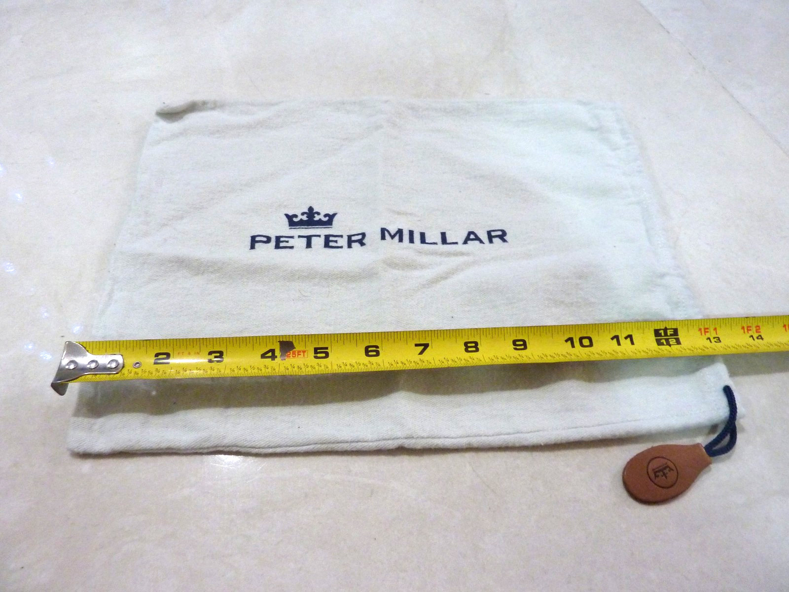 Peter Millar Drawstring Dust Storage Shoe Bag White 13 X 10”