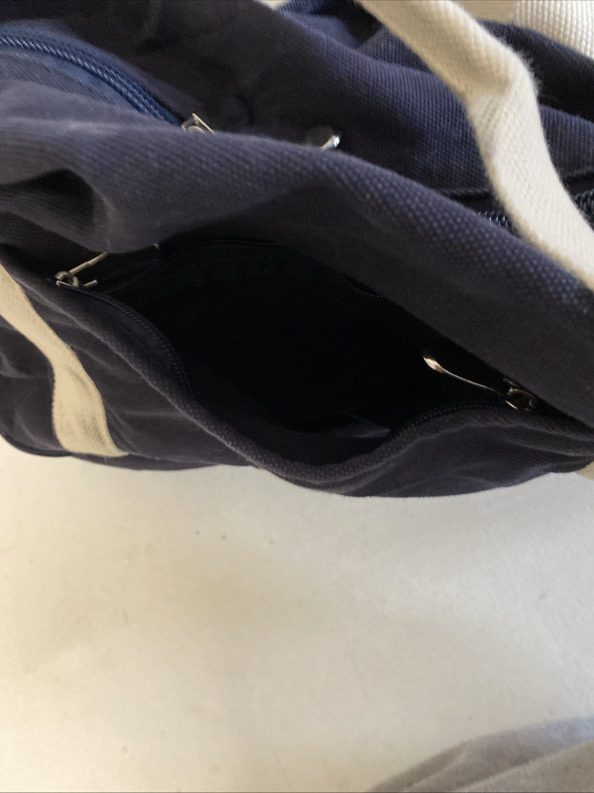 LO & SONS Catalina Deluxe Large Weekend Bag 100% Cotton Blue White Duffle