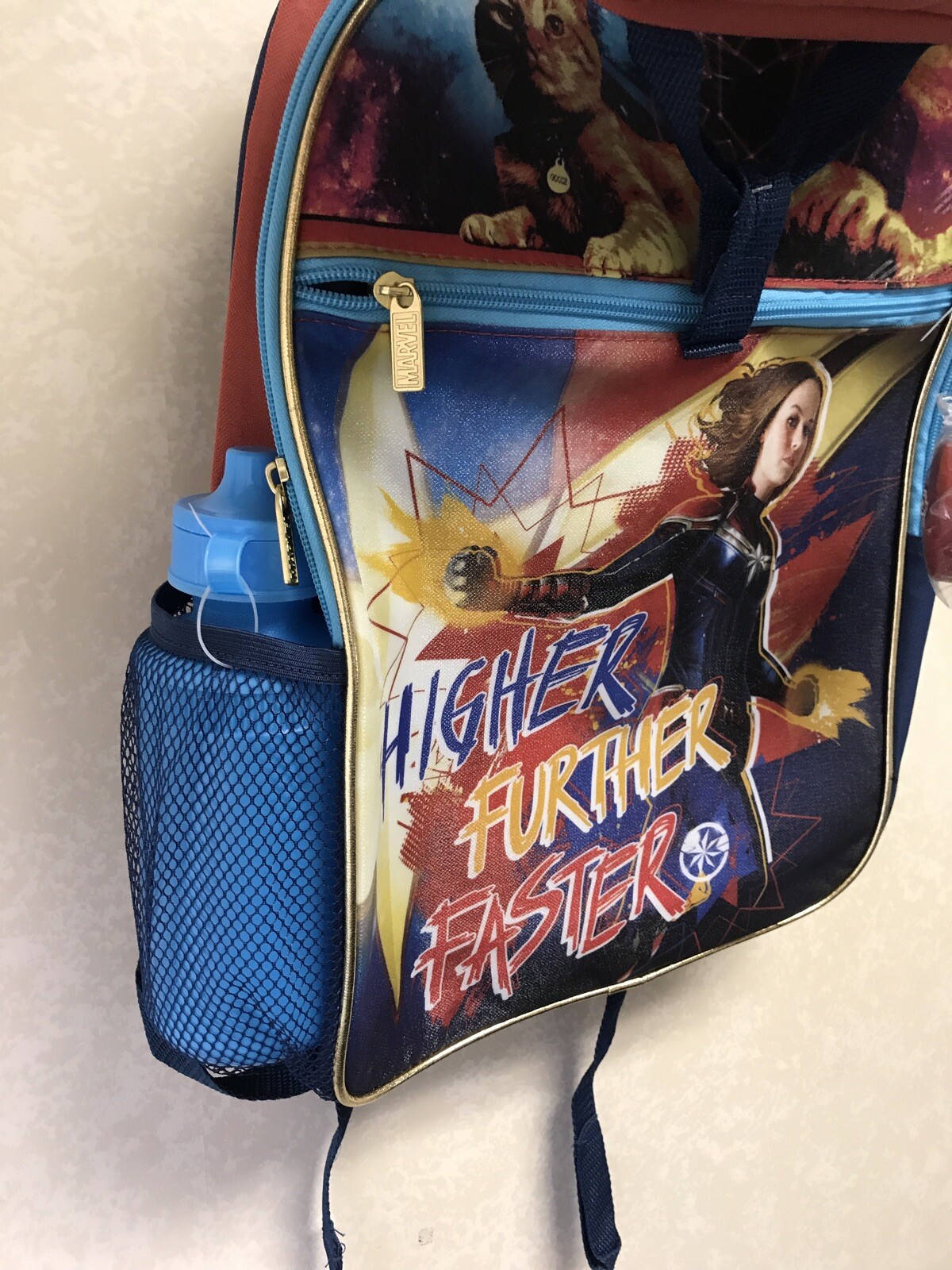 Captain Marvel Backpack Kids 4 Pc Lunch Kit Water Bottle Back to School Mega Set