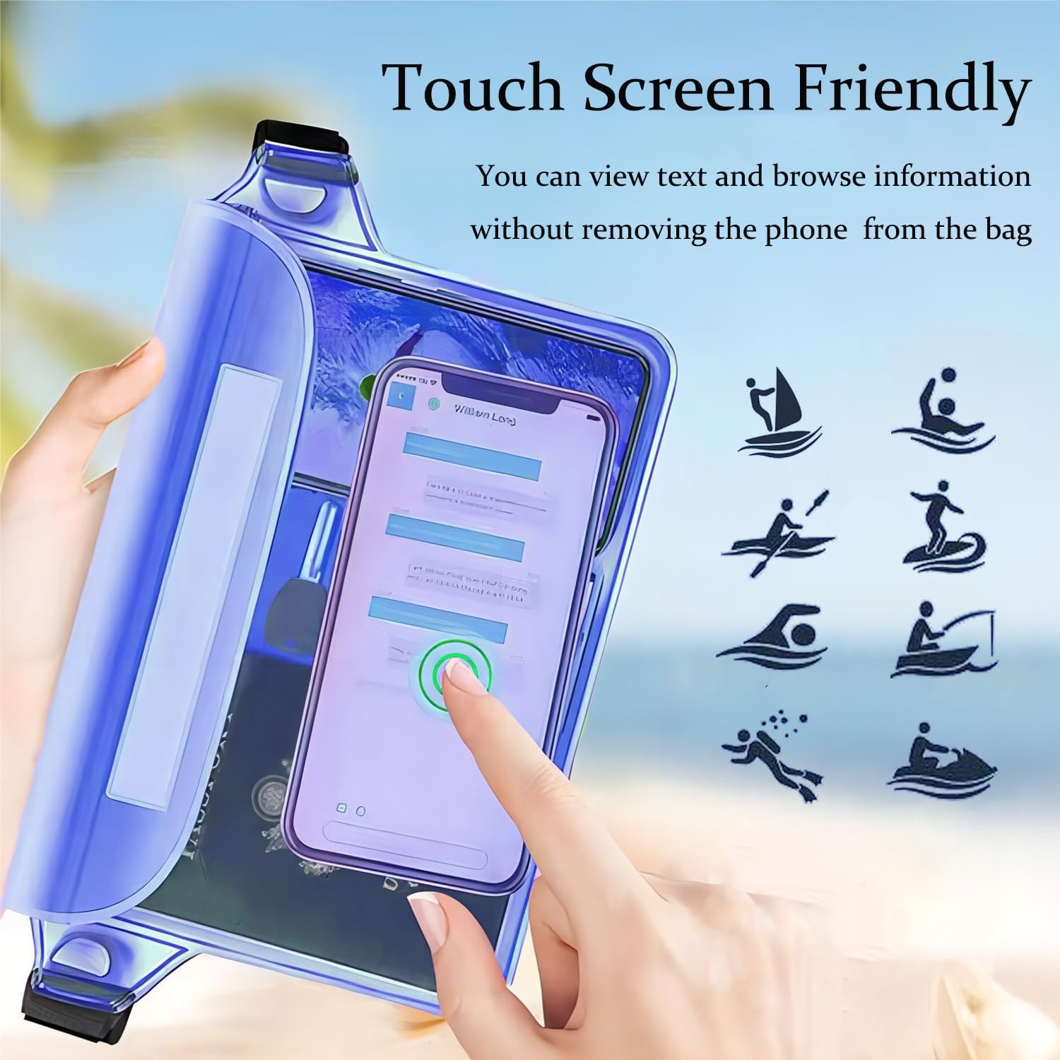 CADONO 2-Pack Waterproof Pouch with Adjustable Waist 8.6*5.9 inches, Black