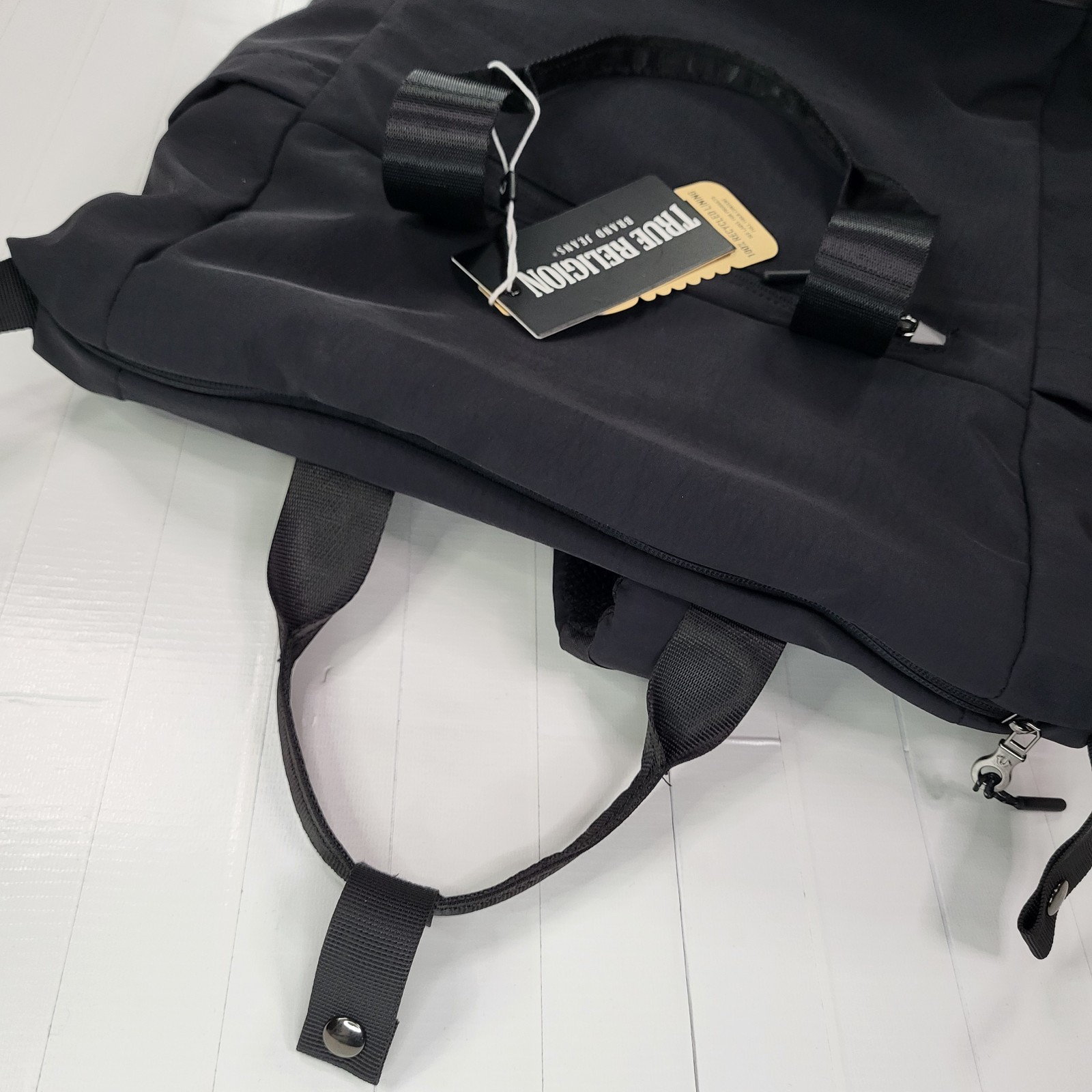 True Religion Black Lightweight Backpack New with Tags Mens Bag Handle Authentic