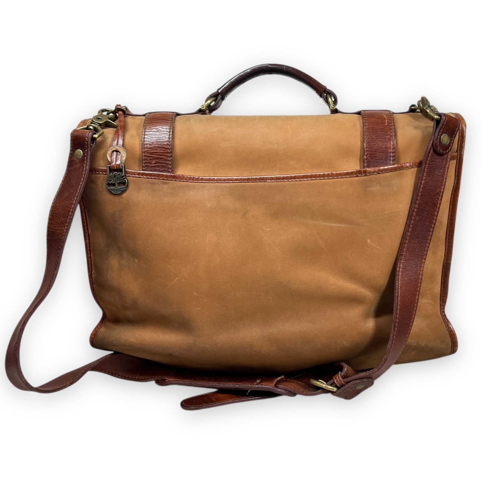 VTG Timberland Briefcase Men Tan Leathe USA Made Gorpcore Messenger Bag Heritage