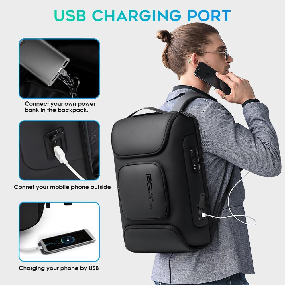 Sleek USB Charging Slim Business Laptop Backpack for Men & Women