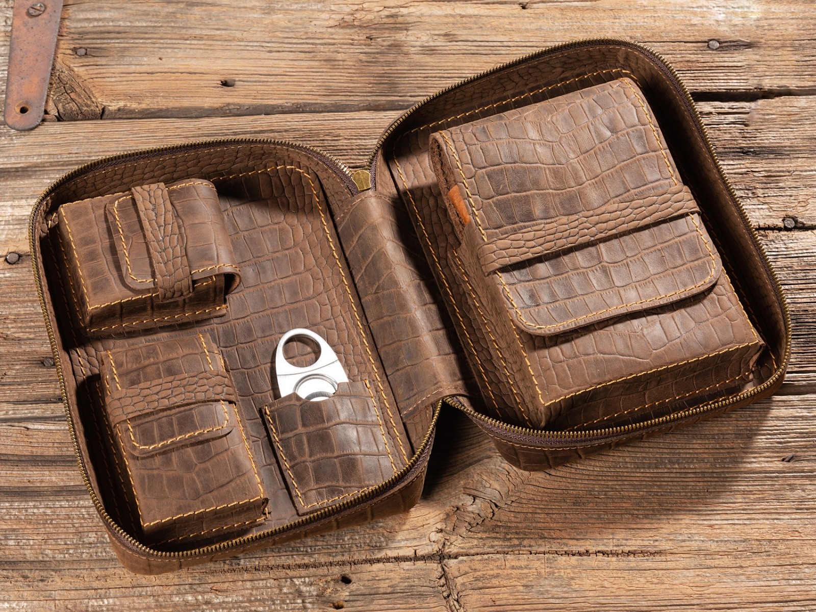 Leather Cigar Case Personalized Cigar Holder Travel Humidor Box Accessories