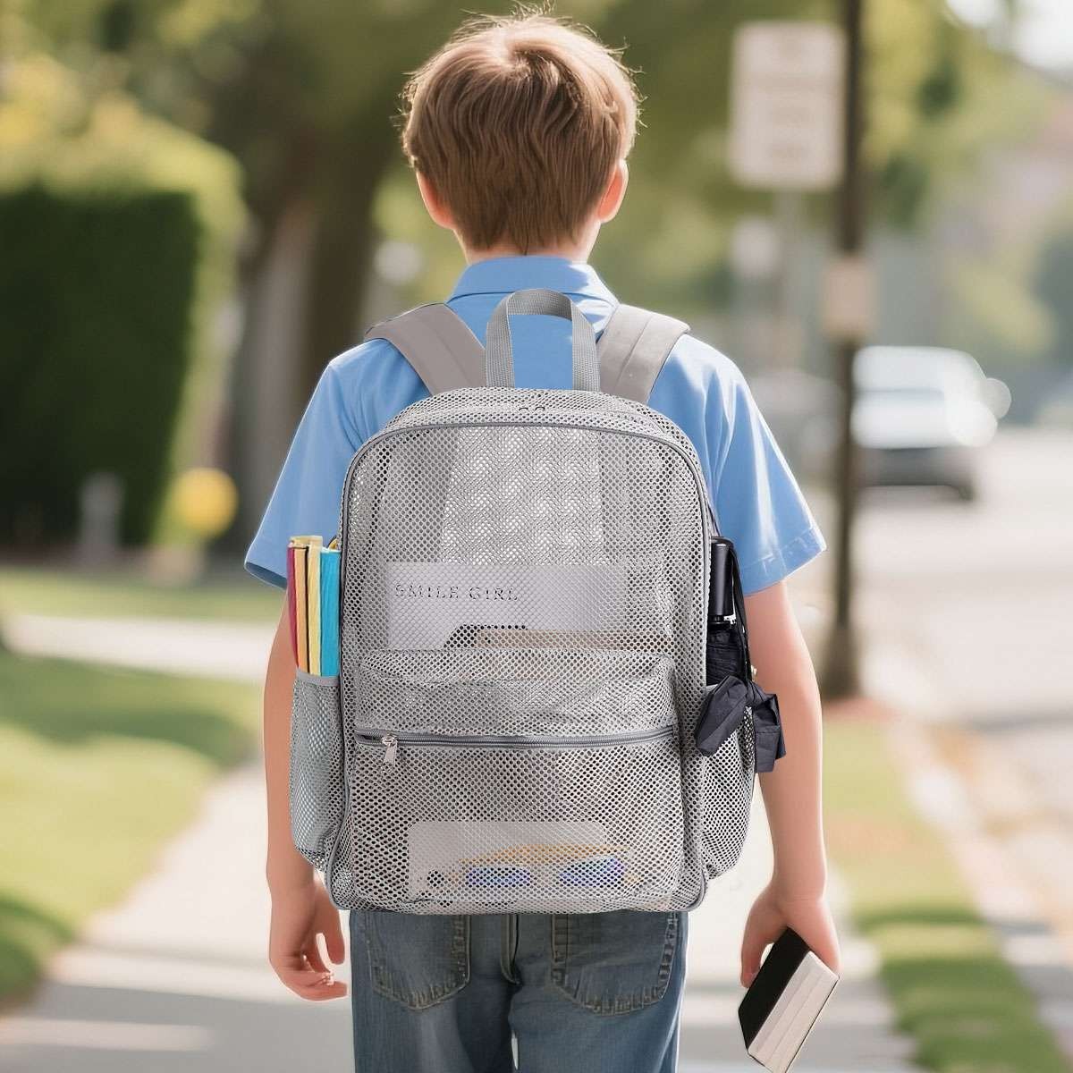 Large Mesh Backpack Heavy Duty See Through School Bag For Students Men Women