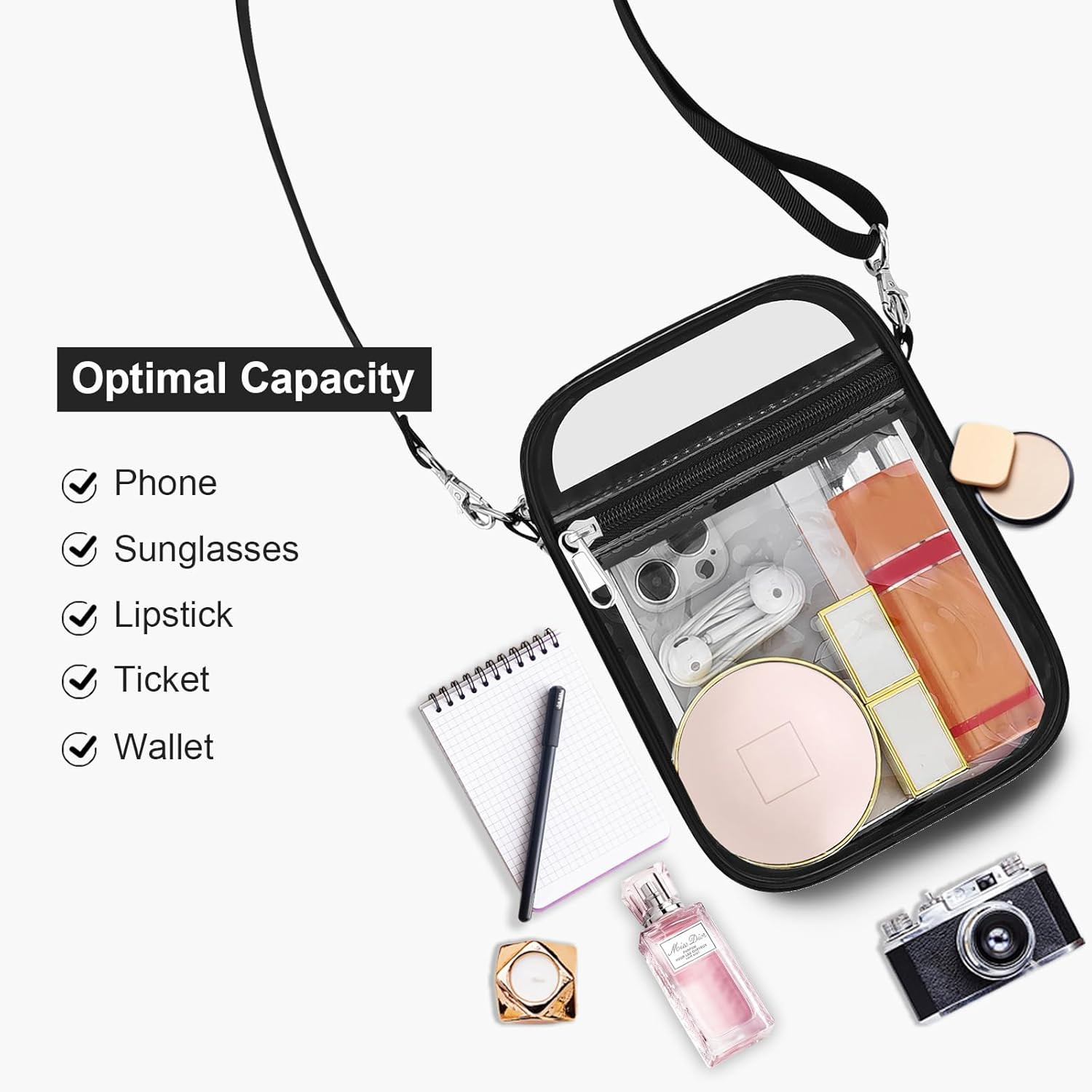 Clear Purse Stadium Transparent Messenger Bag Stadium Approved for Men and Women