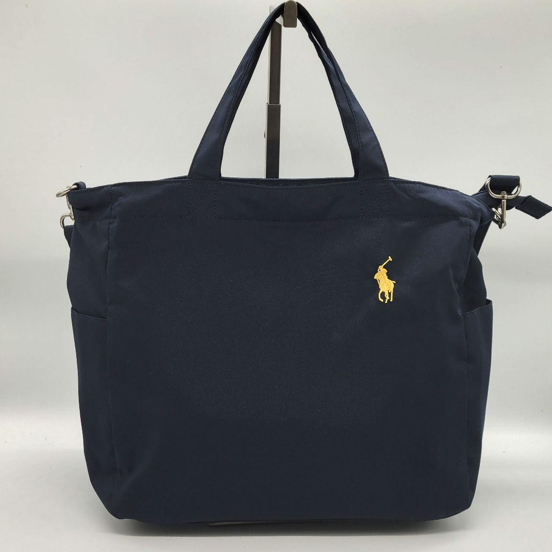 Polo Ralph Lauren 2-Way Handbag Shoulder Bag Nylon Navy W29cm H28cm D11cm Polo