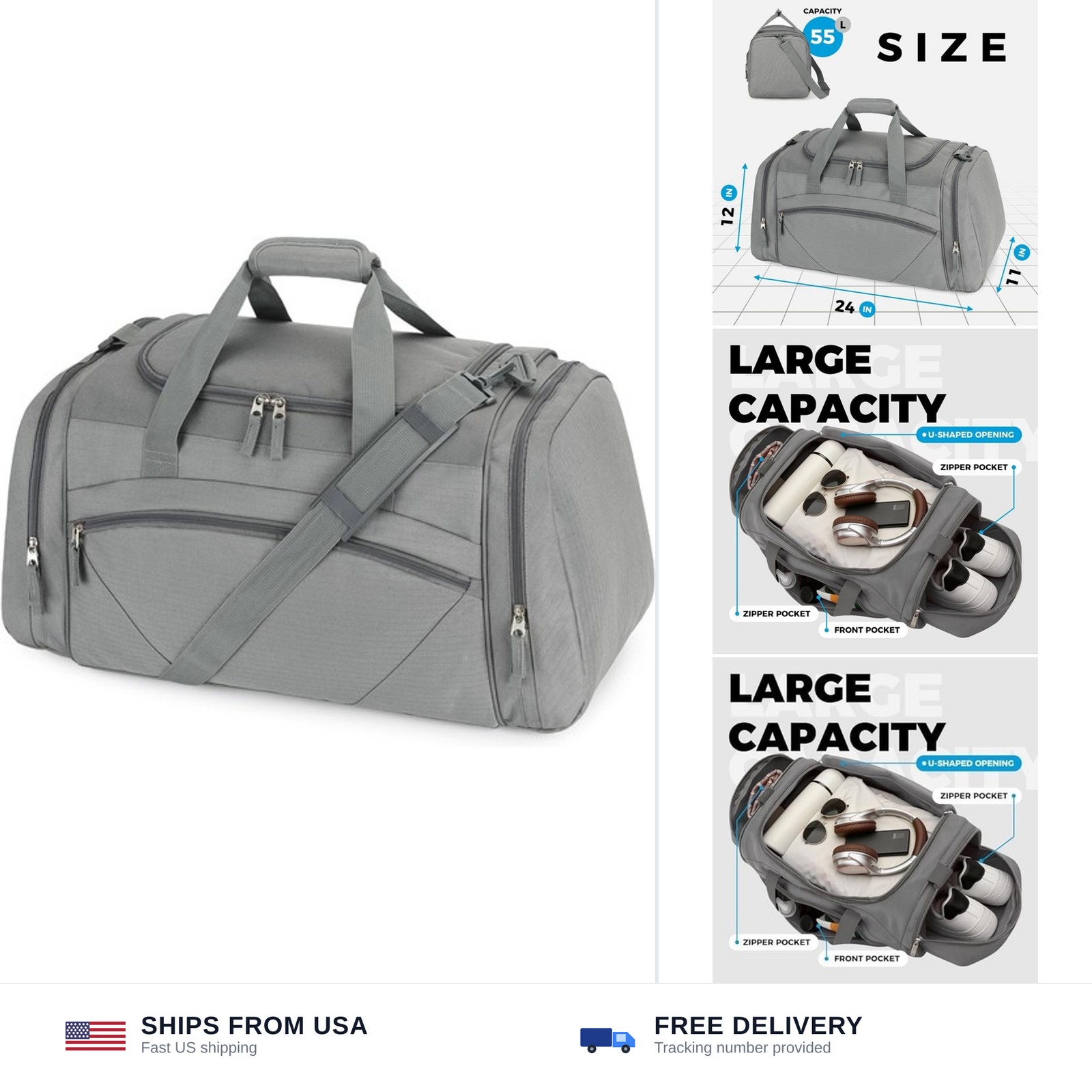 Uarition Mens Gym Bag, 55L Large Sports Duffle Bags, Workout Bags Lightweight…