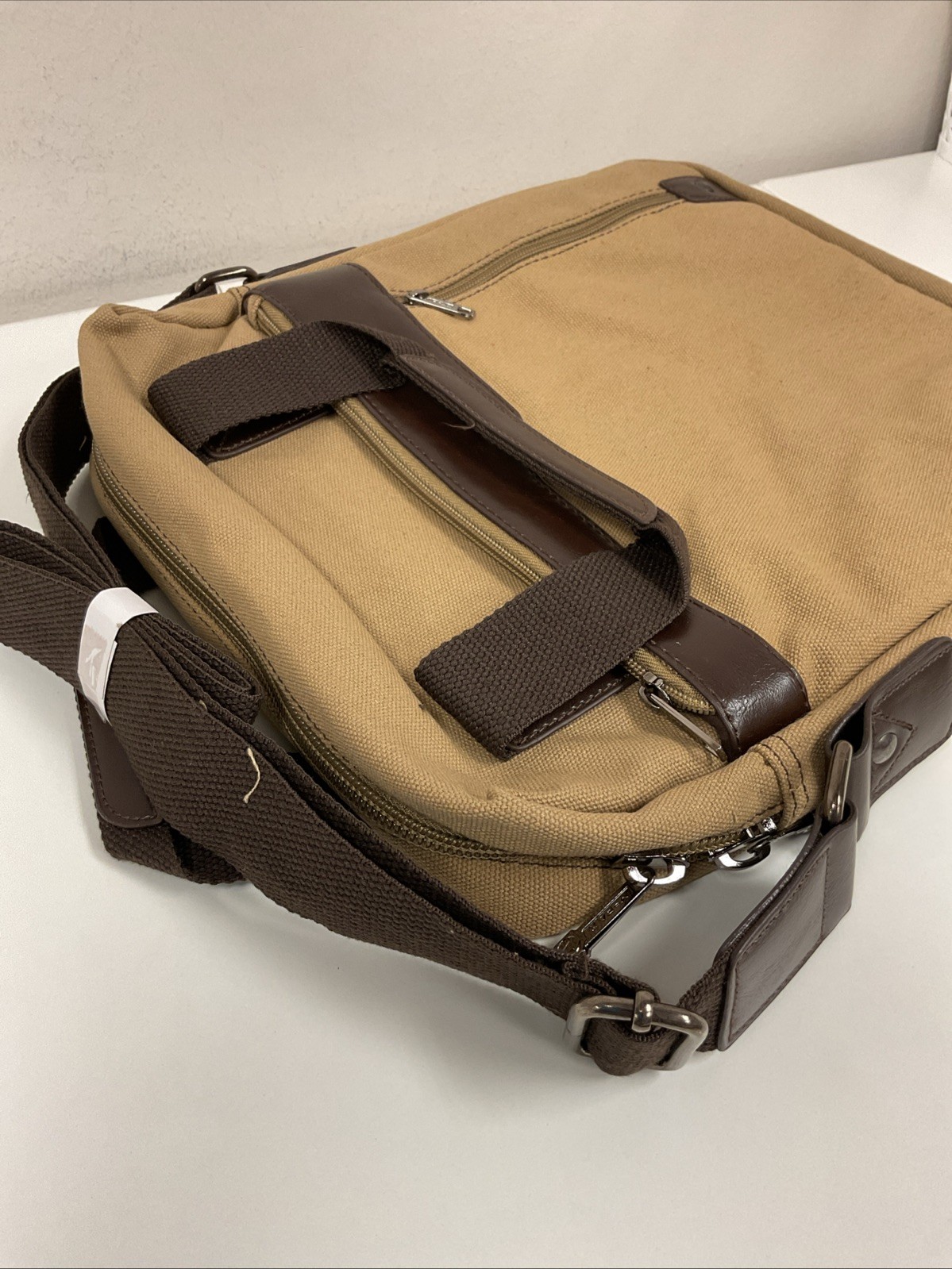 West Pony 15” Canvas Laptop Messenger – Tan