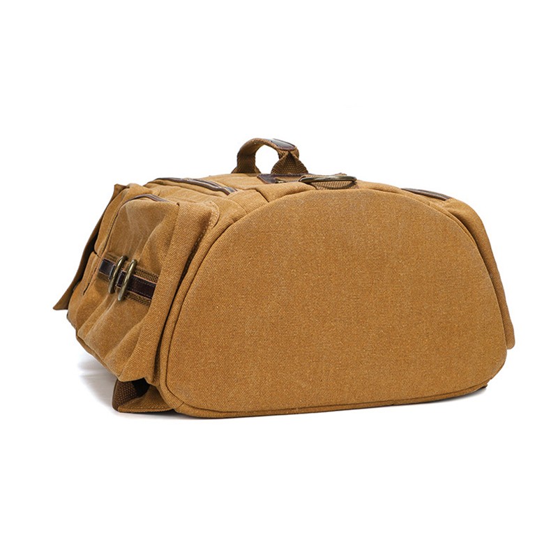 Waxed Canvas Vintage Leather Backpack Camping Hiking Rucksack Packsack Bag