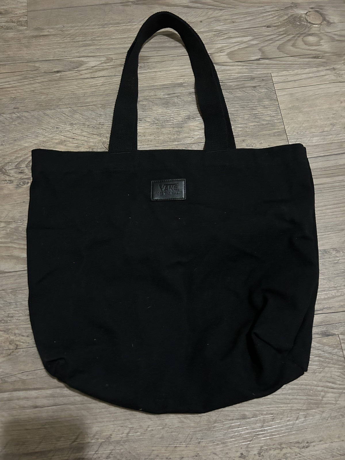 Vans Off The Wall Solid Black Cotton Canvas Tote Bag 17.5″ × 12.5″ × 4.5″