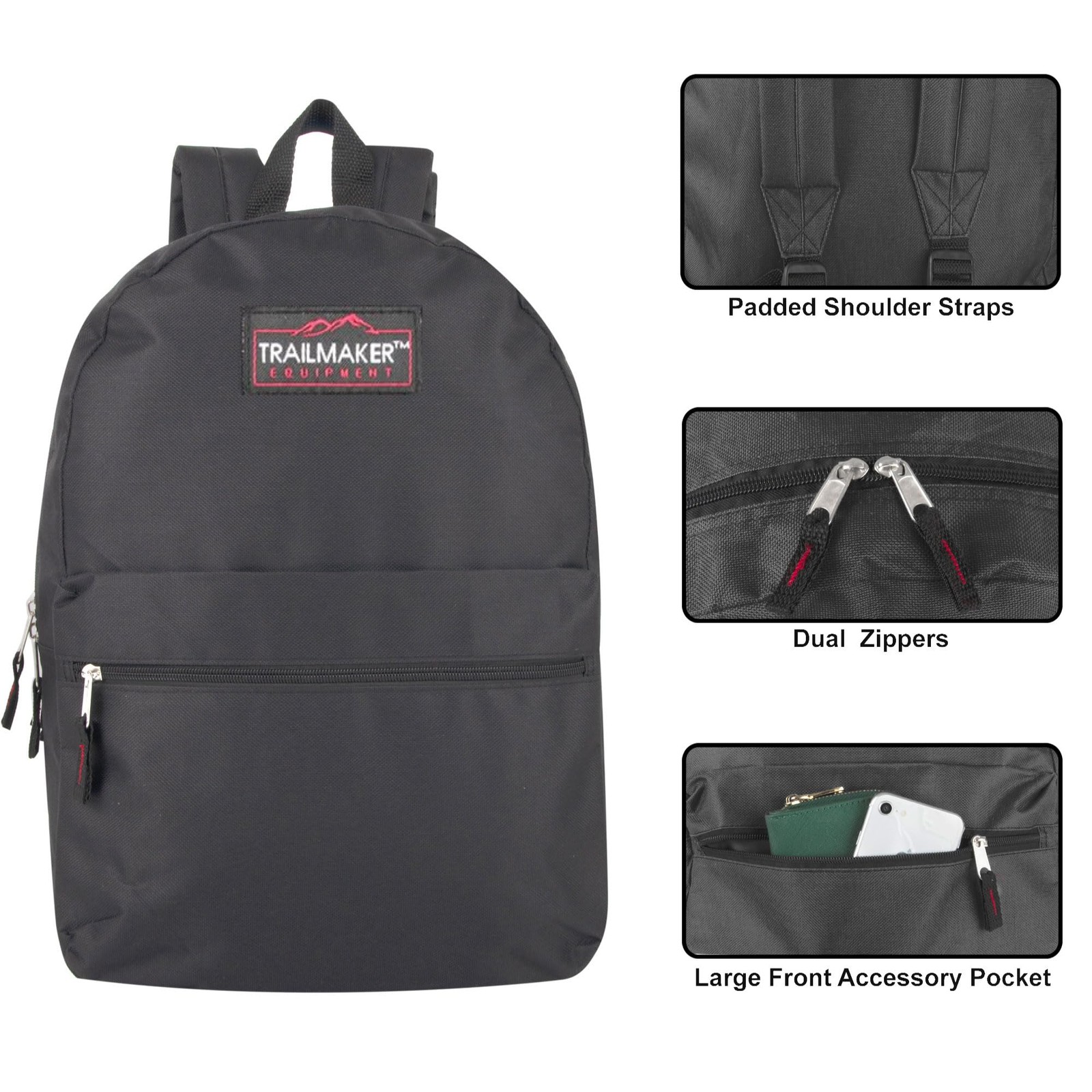 Trail maker Classic 17 inch Backpacks with Adjustable Padded Straps | School …