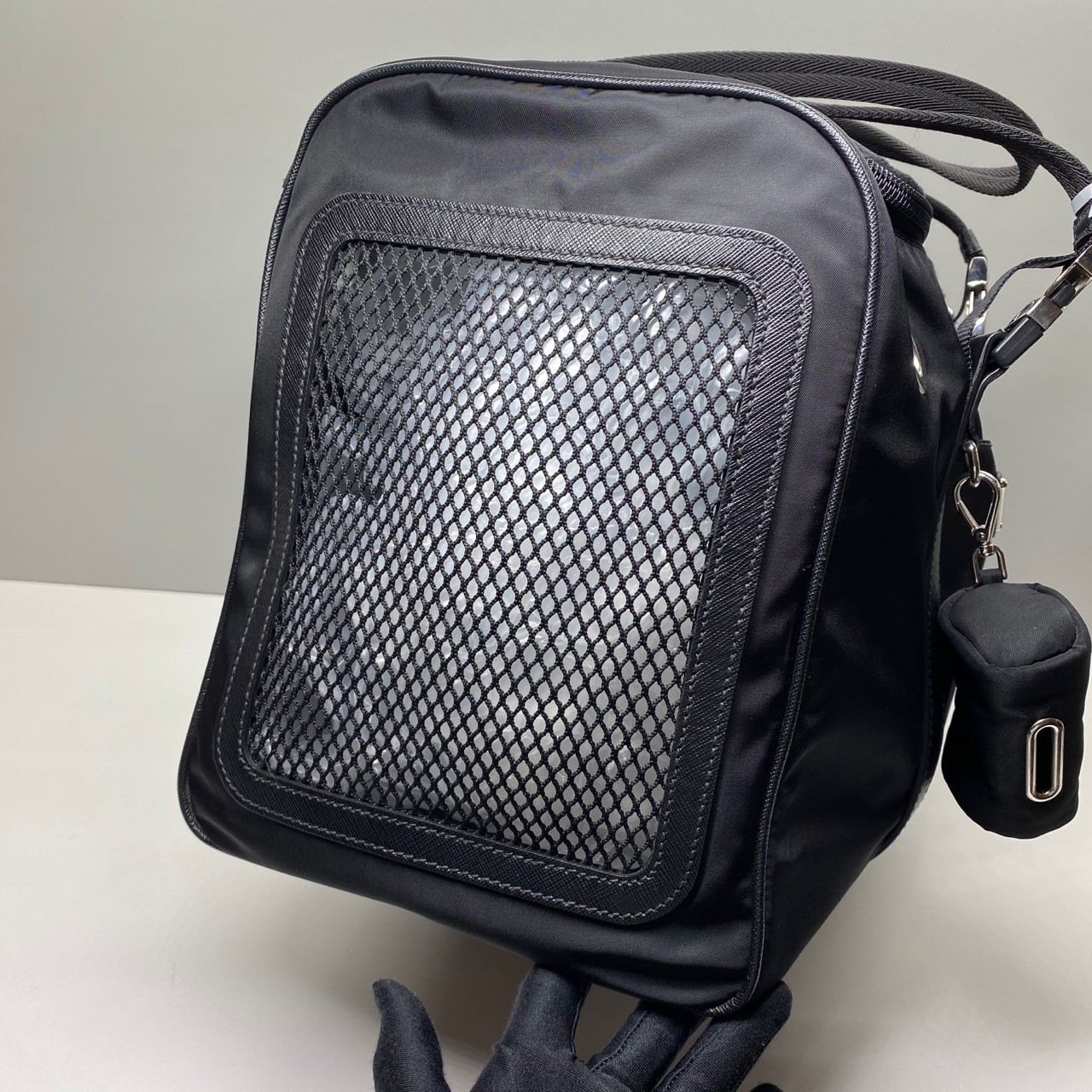 Prada Pre-Owned Authentic Black Nylon Pet carrier Satchel 40x28x22cm 40x28x22cm