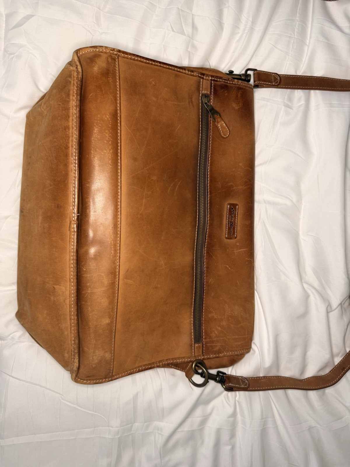 Eddie Bauer Brown Messenger Bag Buckle & Zip Shoulder Strap
