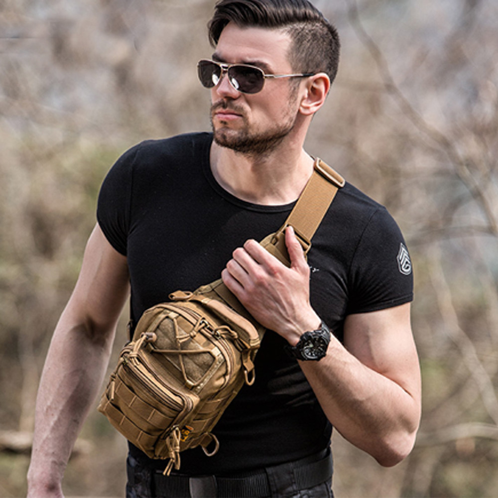 Mens Tactical Military Crossbody Shoulder Bag Chest Pack Camping Hiking Backpack