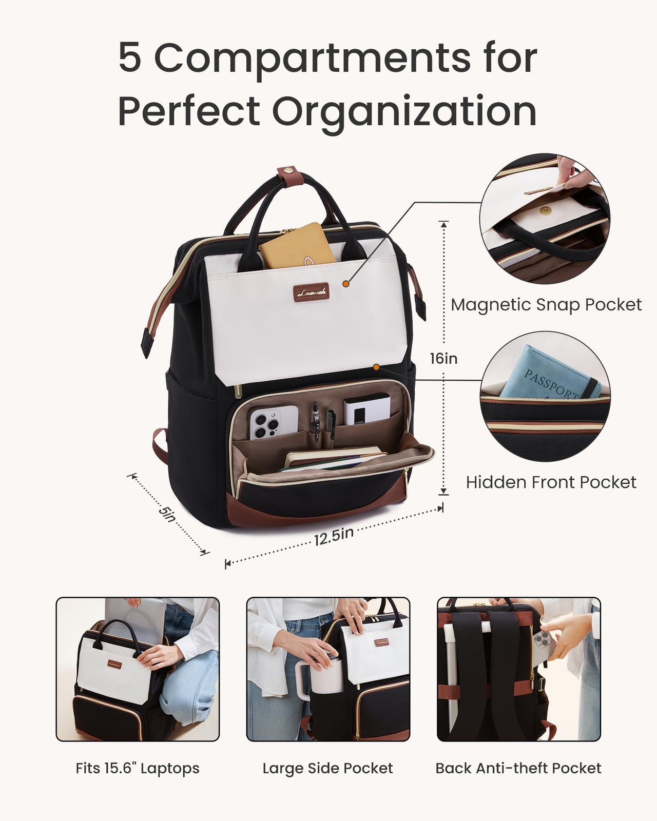 Laptop Backpack for with Giant Tumbler Holder Pocket, 15.6 inch Travel Work B…