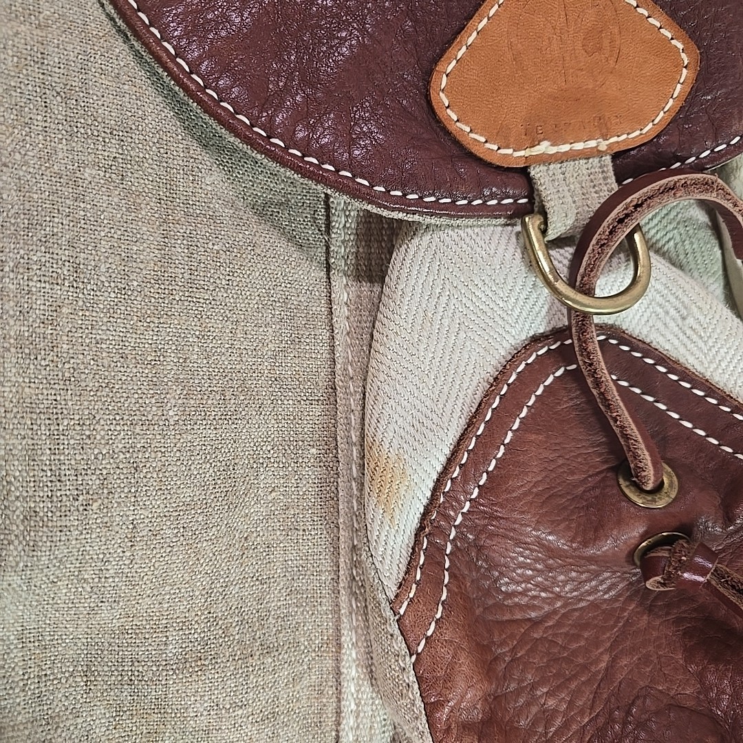 TERRA PAX Eco-friendly Hemp Linen Leather Beige TerraPax School Travel Backpack