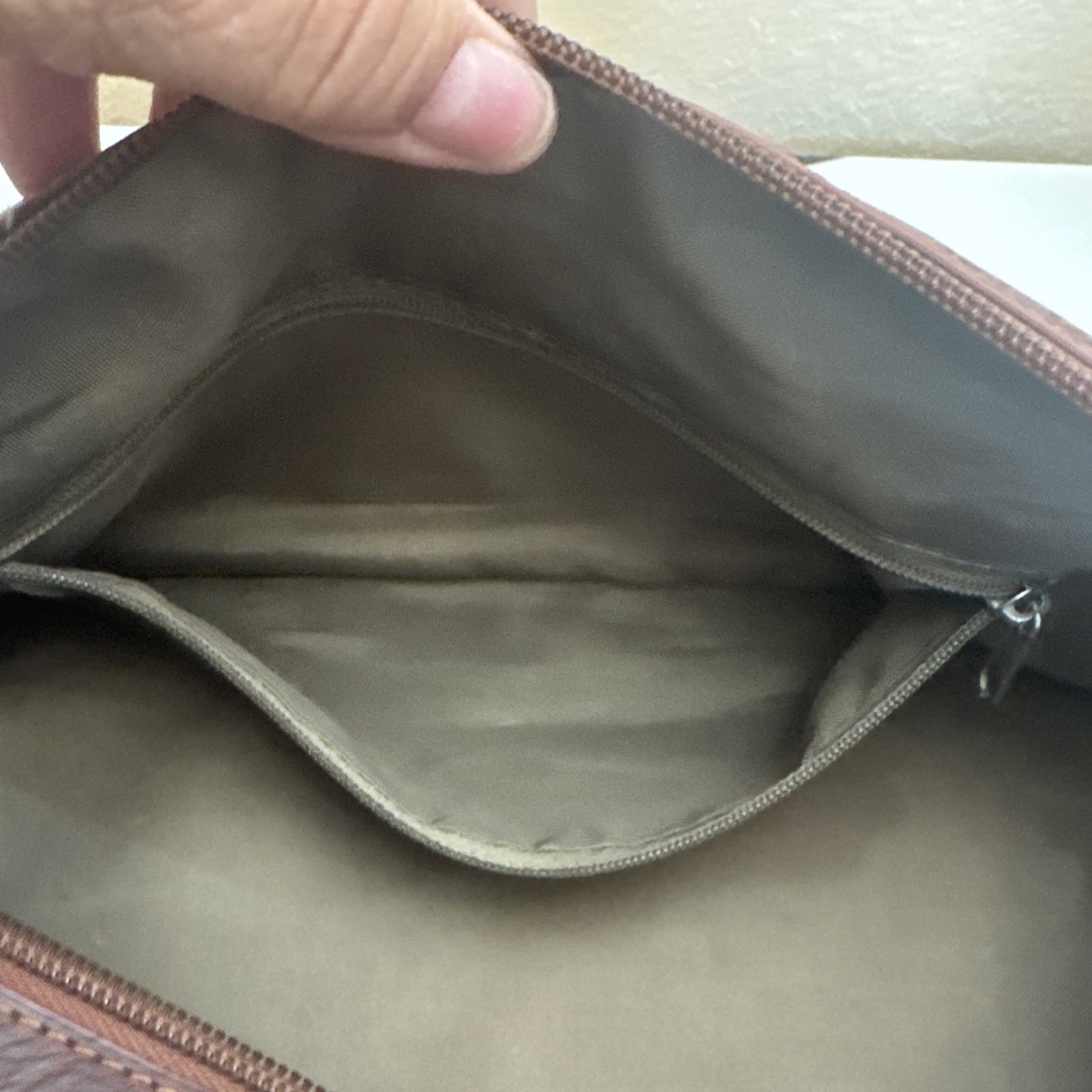 Buxton Brown Expedition Leather Toiletry Shave Bag Zippered 2 Compartment