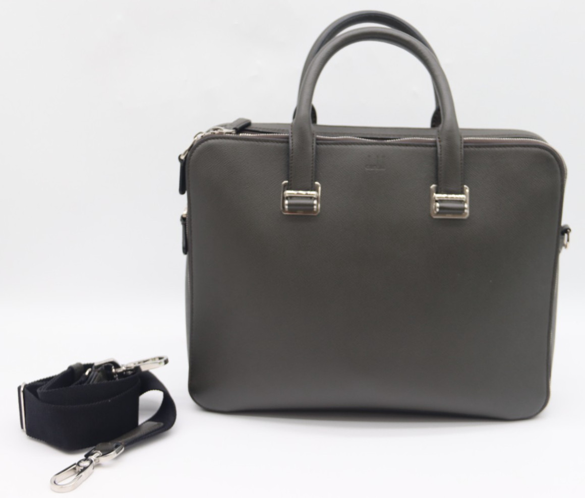 Dunhill Cadogan Single-Gusset Leather Document Case – Dark Olive Grey