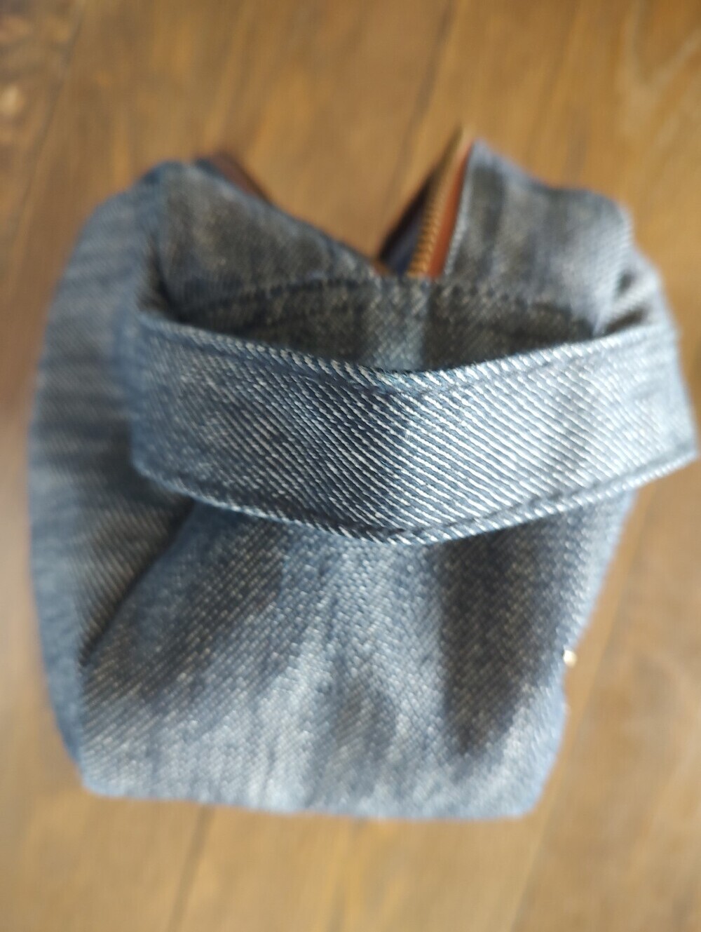 Knocking Point : Grey Denim Toiletry Dopp Kit with Leather Patch