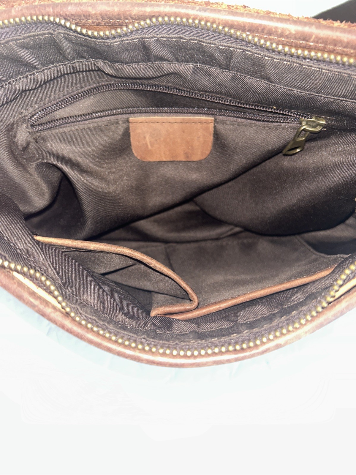 Leather Messenger Bag Unbranded Fold Over Flap Closer 12 “L By 8” H By 2.5” D