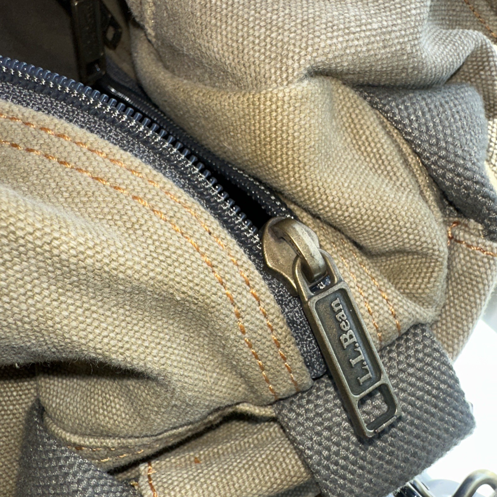 Vintage L.L. Bean Canvas Adventure Duffle Bag Khaki Tan Brown Gorpcore 22”x 13”