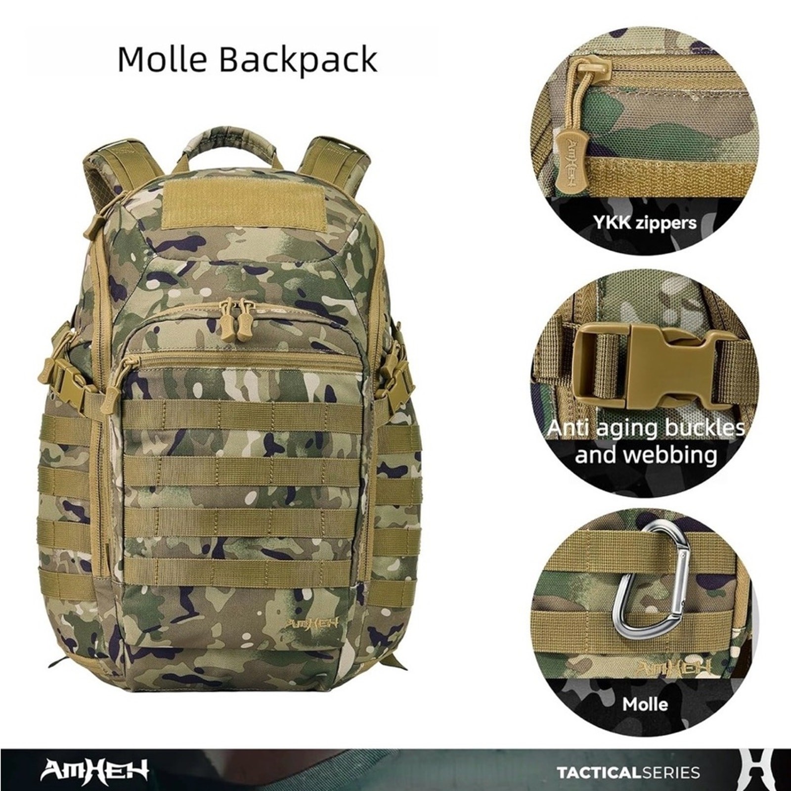 AmHEN | Multicam Tactical Backpack | 32 L | Military MOLLE Camo Bag | NWT