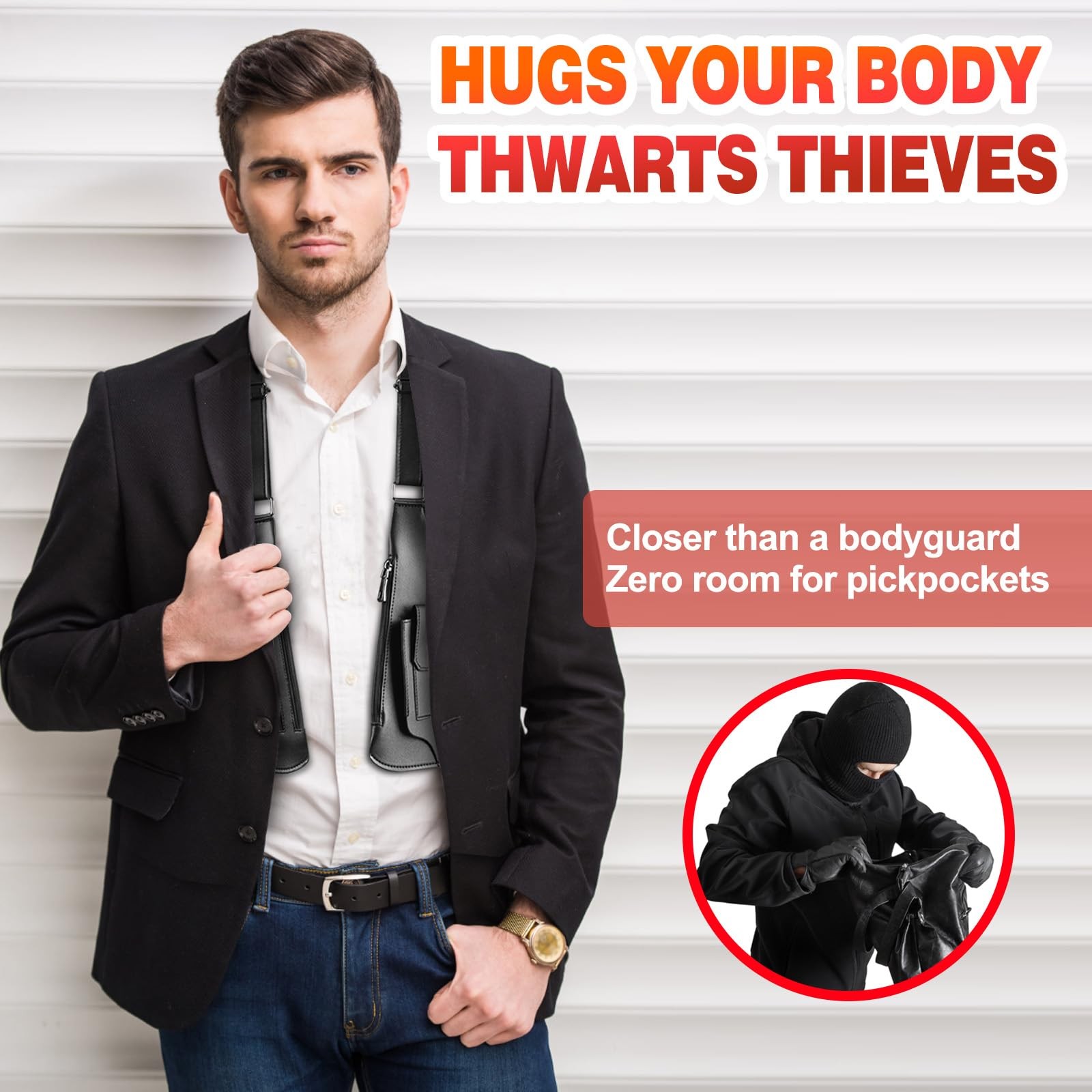 Men Double Shoulder Armpit Bag Anti Theft Hidden Adjustable Holster Travel Pack