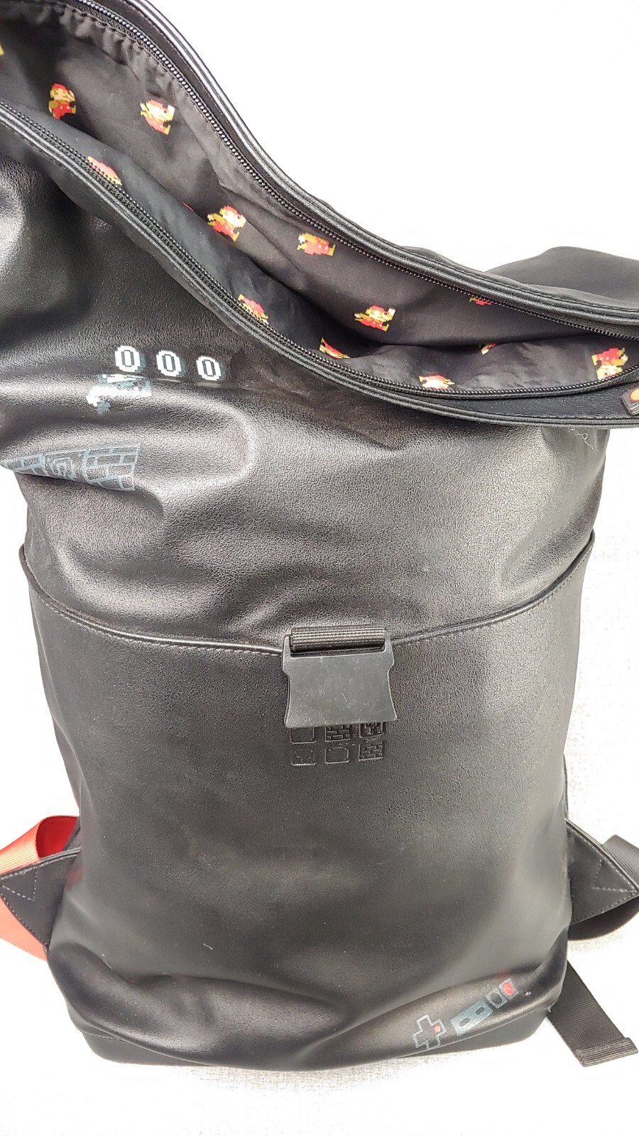 Moleskine Super Mario Classic Roll Top Backpack Bag Black Limited Side Zip used