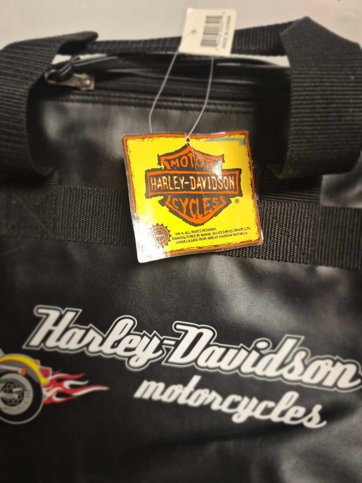 Harley Davidson Faux Leather Duffle Bag Tote Black Shoulder Strap 19″x11″x10″