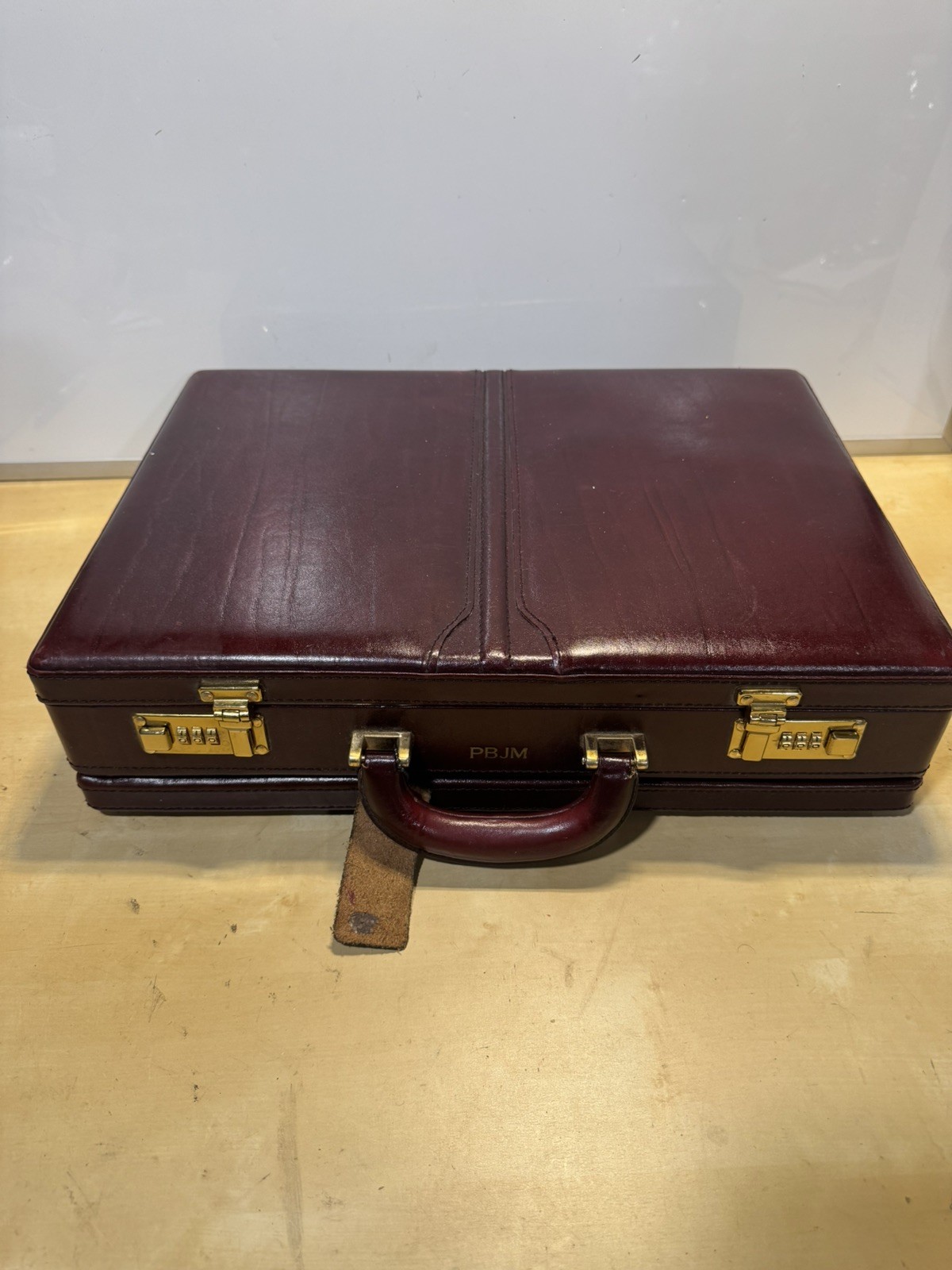 Burgundy Briefcase with Combination Lock, Inner Pockets, Men’s Business