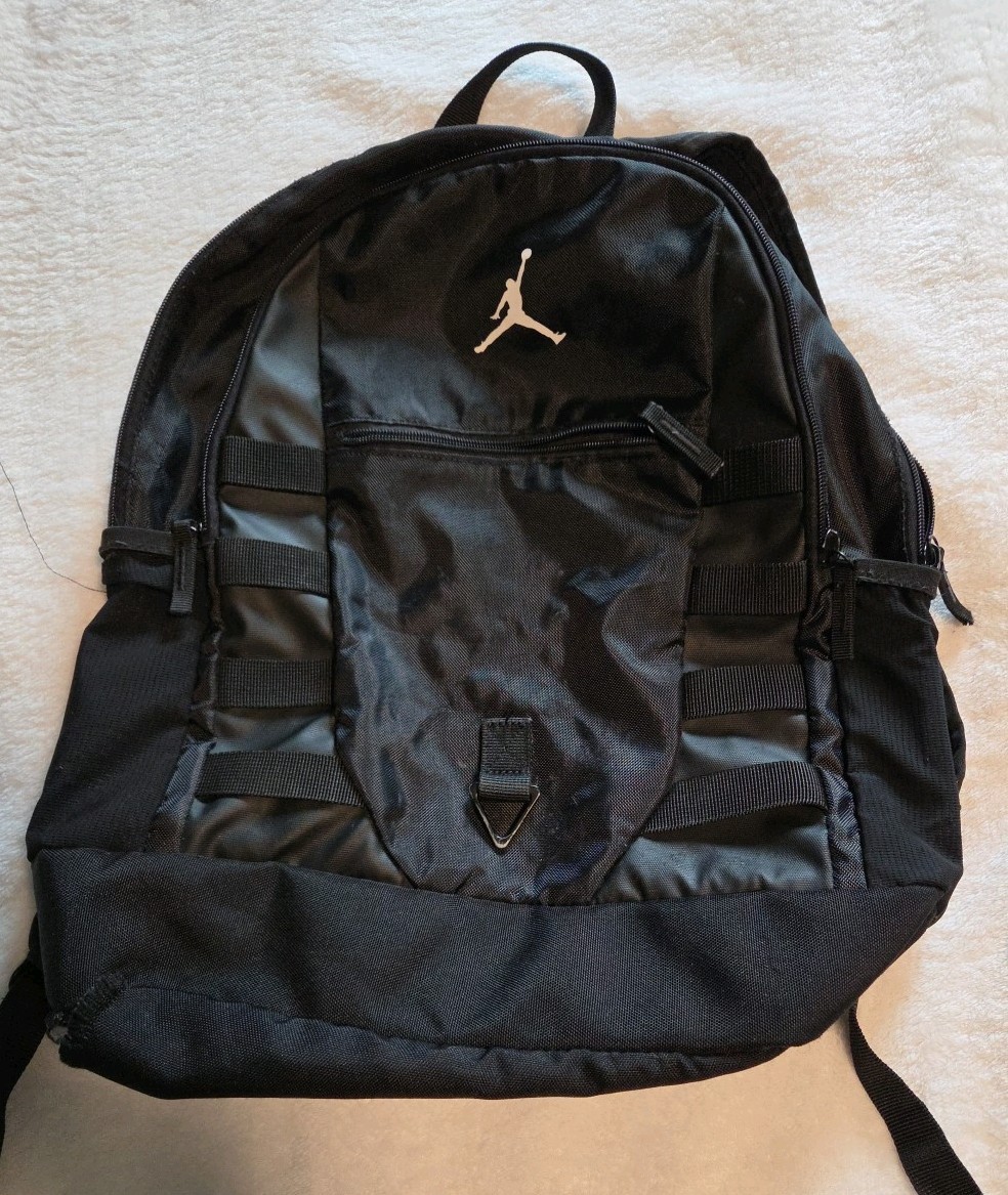 Air Jordan Backpack Large Black See Photos For Wear of Water Bottle Holders