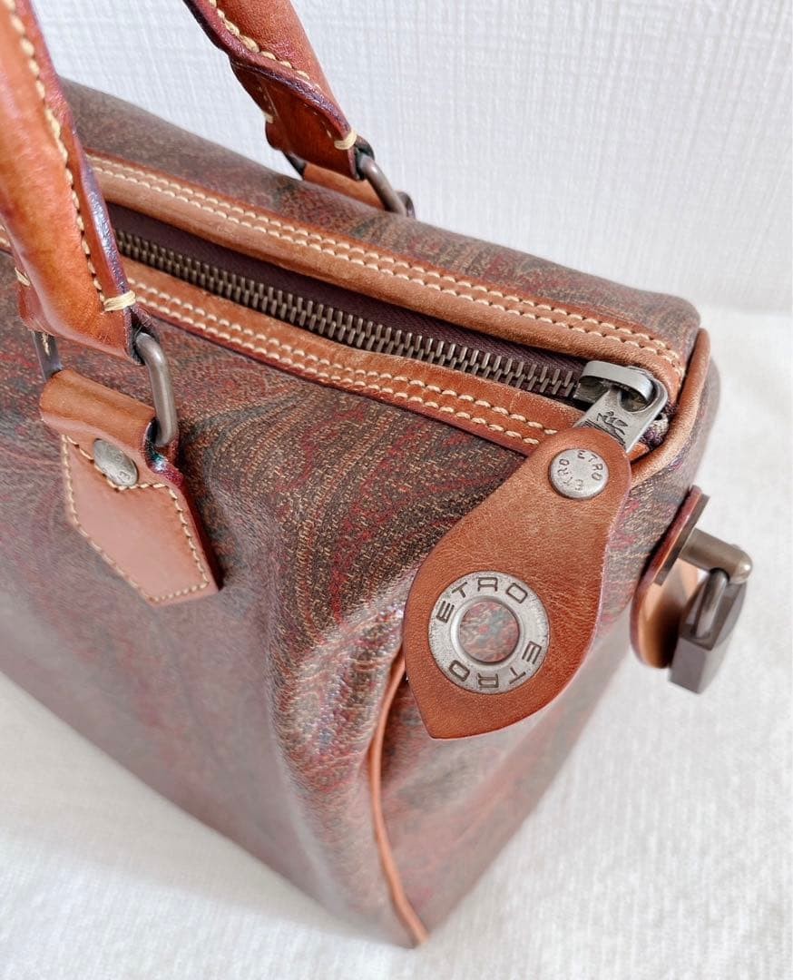 ETRO Paisley Pattern Duffle Bag Made in Italy PVC Leather 12x12x6 inches