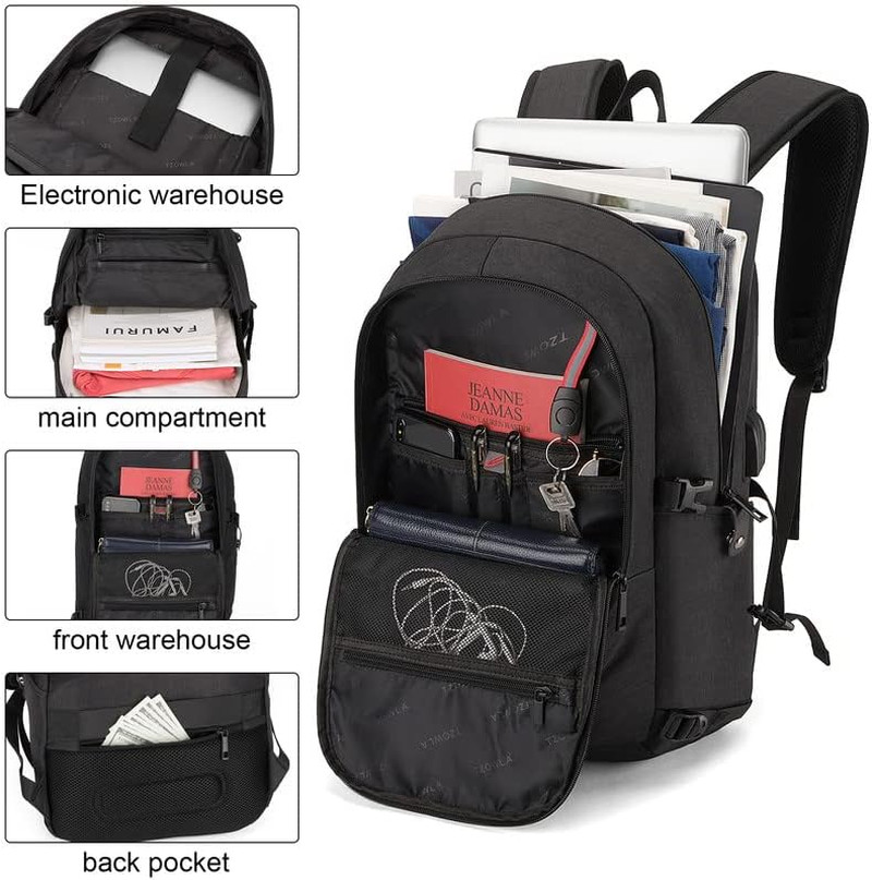 Laptop Backpack 15.6″ Travel Anti-Theft USB Charging Port Water Resistant Bag