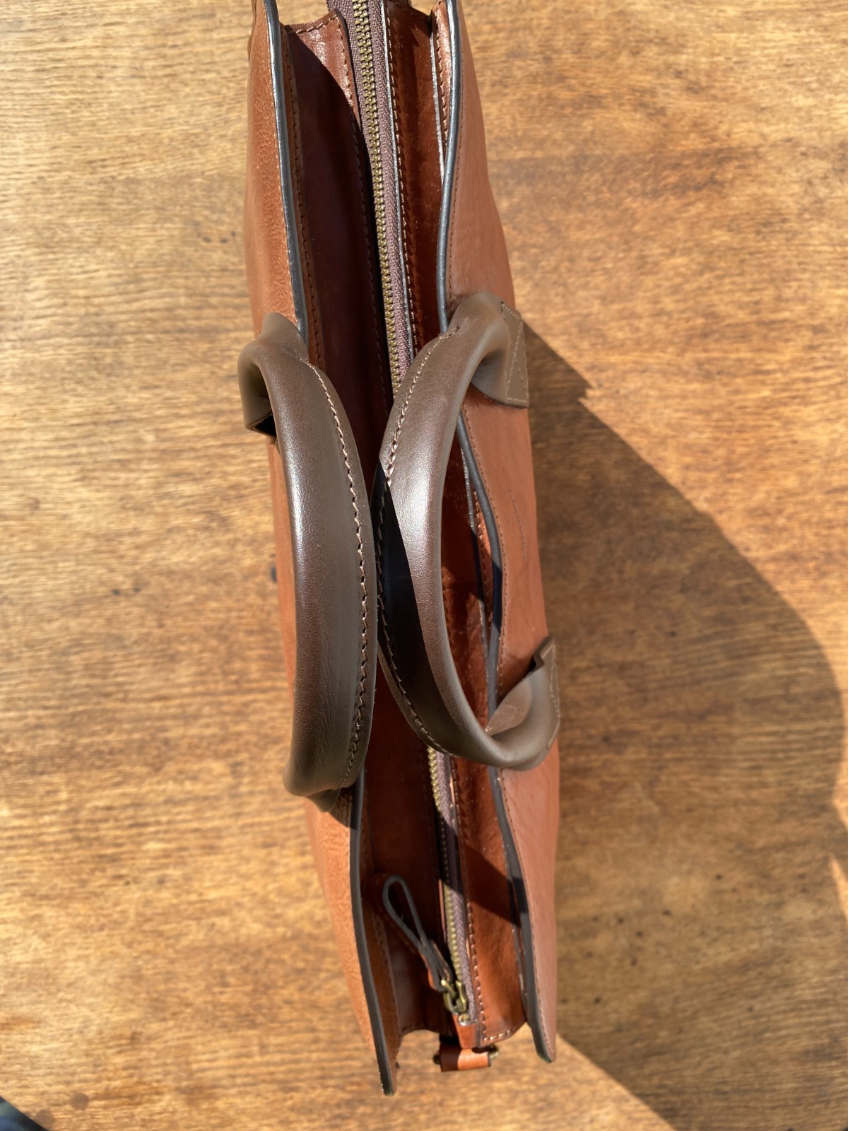Chiarugi brown leather briefcase with long strap