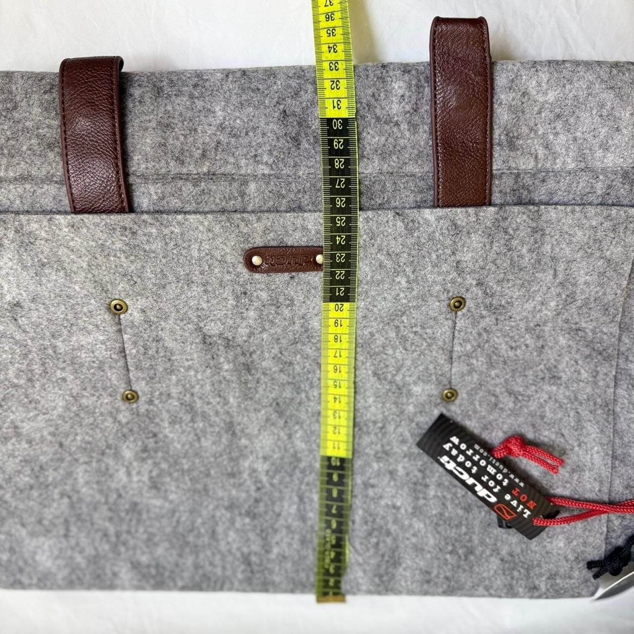 Ducti Gray Felt Messenger Bag Laptop Briefcase Crossbody Shoulder Strap NWT
