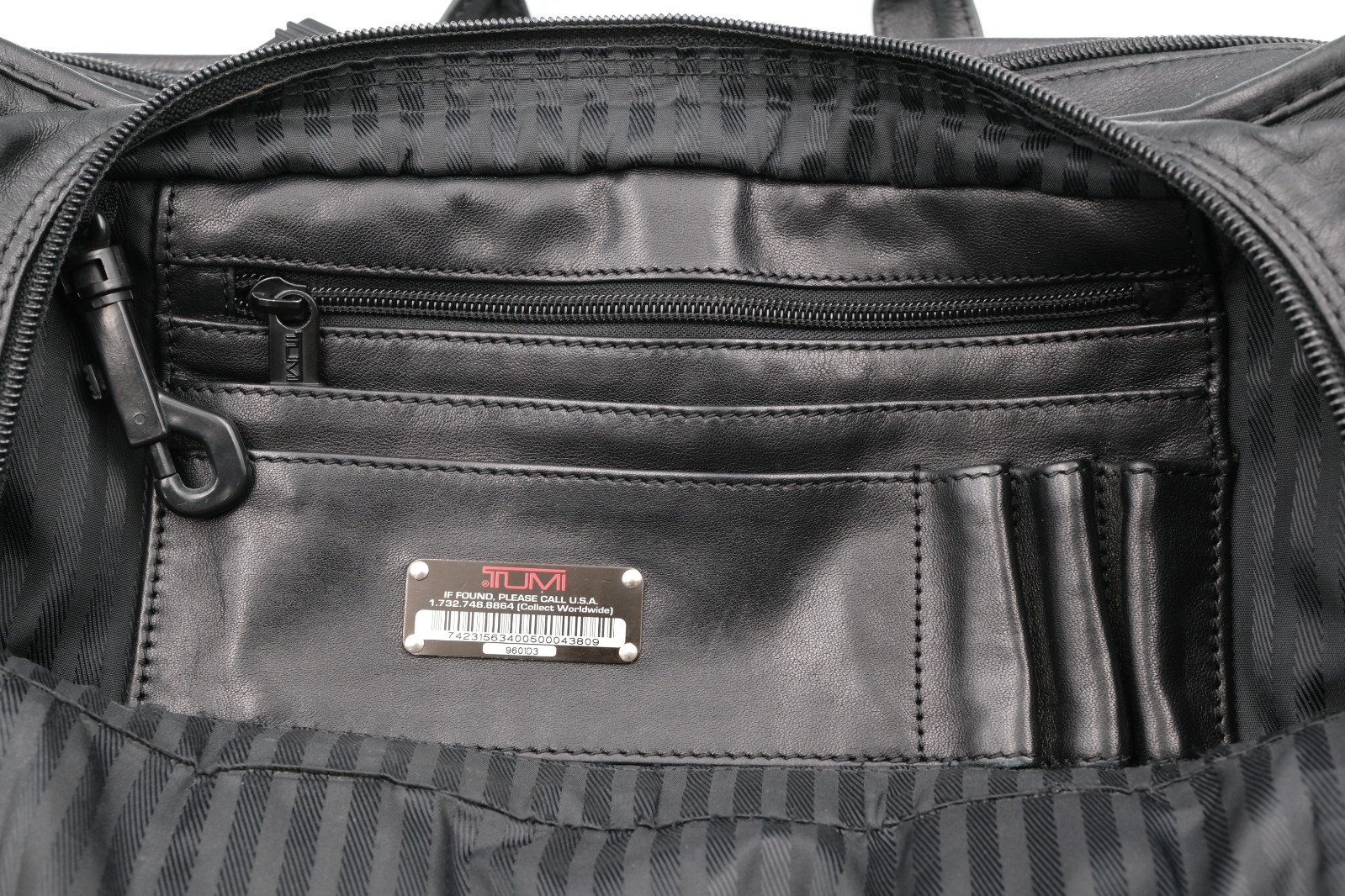 TUMI Alpha Black Leather Laptop Business Commuter Bag 9601D3