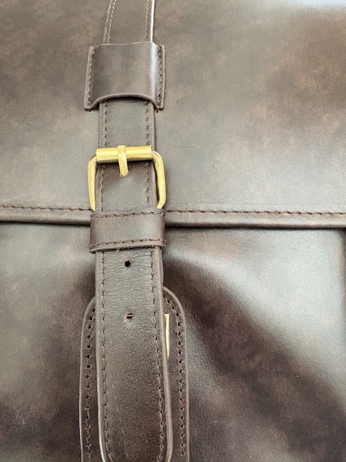 NWT Ameri Leather Briefcase Messenger Bag Chocolate Brown Leather Many Pockets