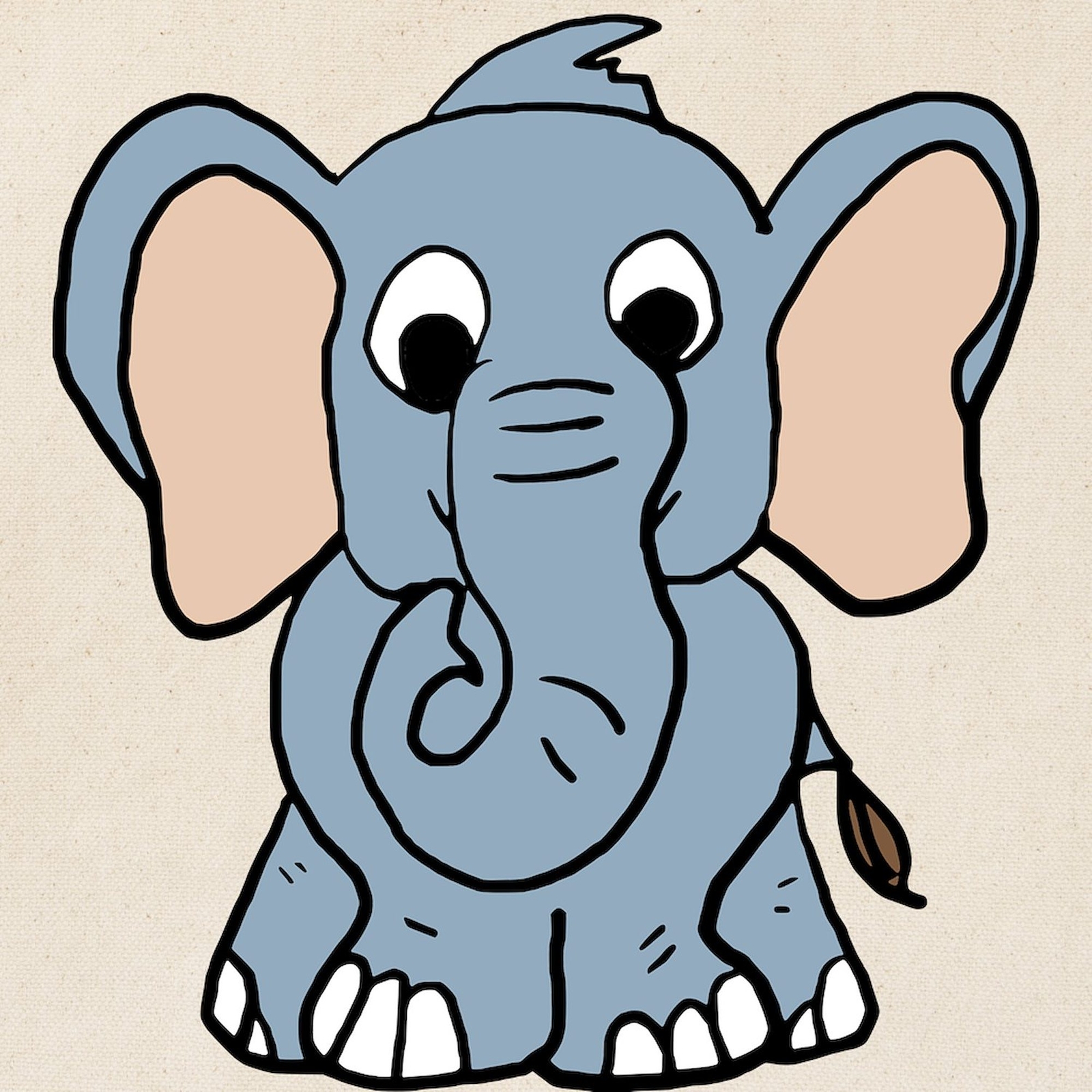 CafePress Cute Elephant Natural Canvas Tote Bag, Cloth Shopping Bag (326750798)