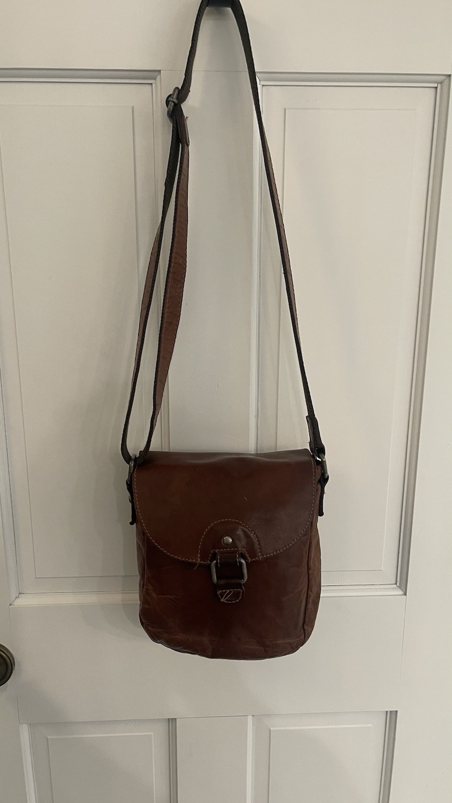 Jack Georges vintage Brown Leather Messenger Bag 9×9