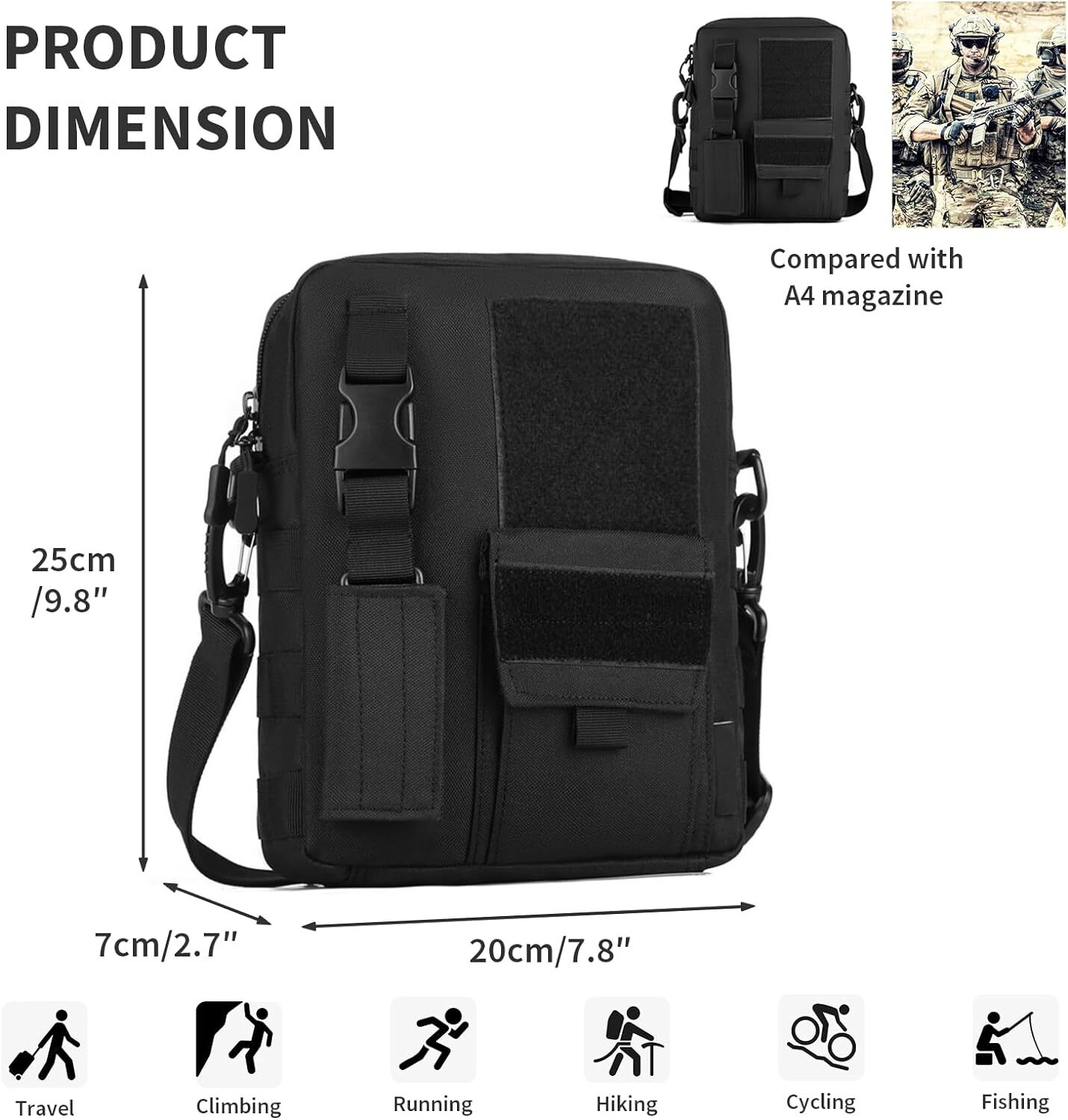 Outdoor Small Canvas Messenger Bag Tactical Classic Vintage Shoulder Casual Pack