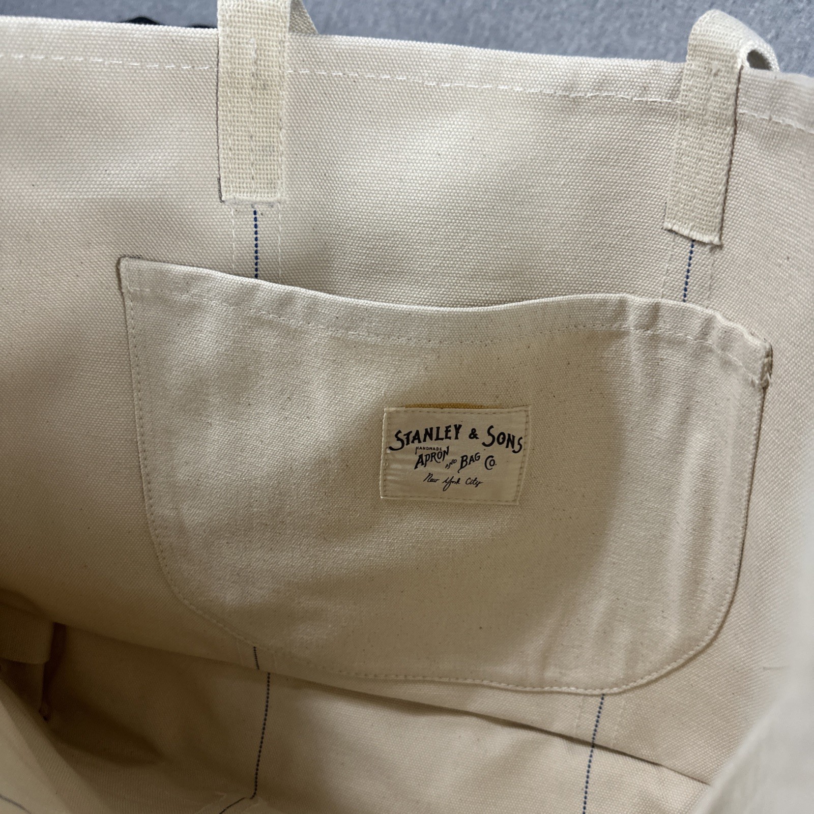 STANLEY & SONS Tote Bag Canvas Extra Large White Ivory USA Made Boat Apron Co