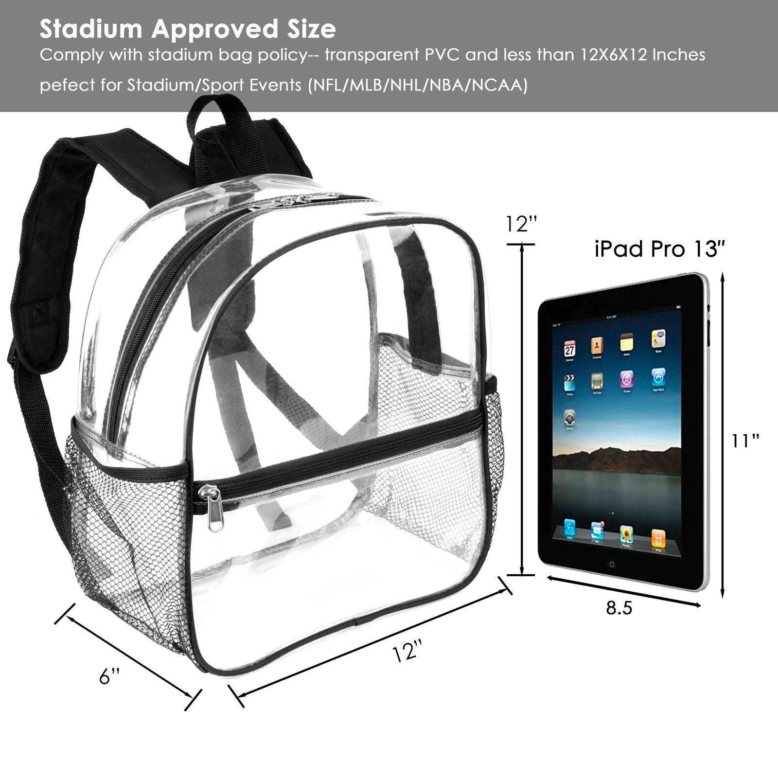 Stadium Approved Clear Backpack 12x6x12 – Mini Clear Bag for Stadium Events, …